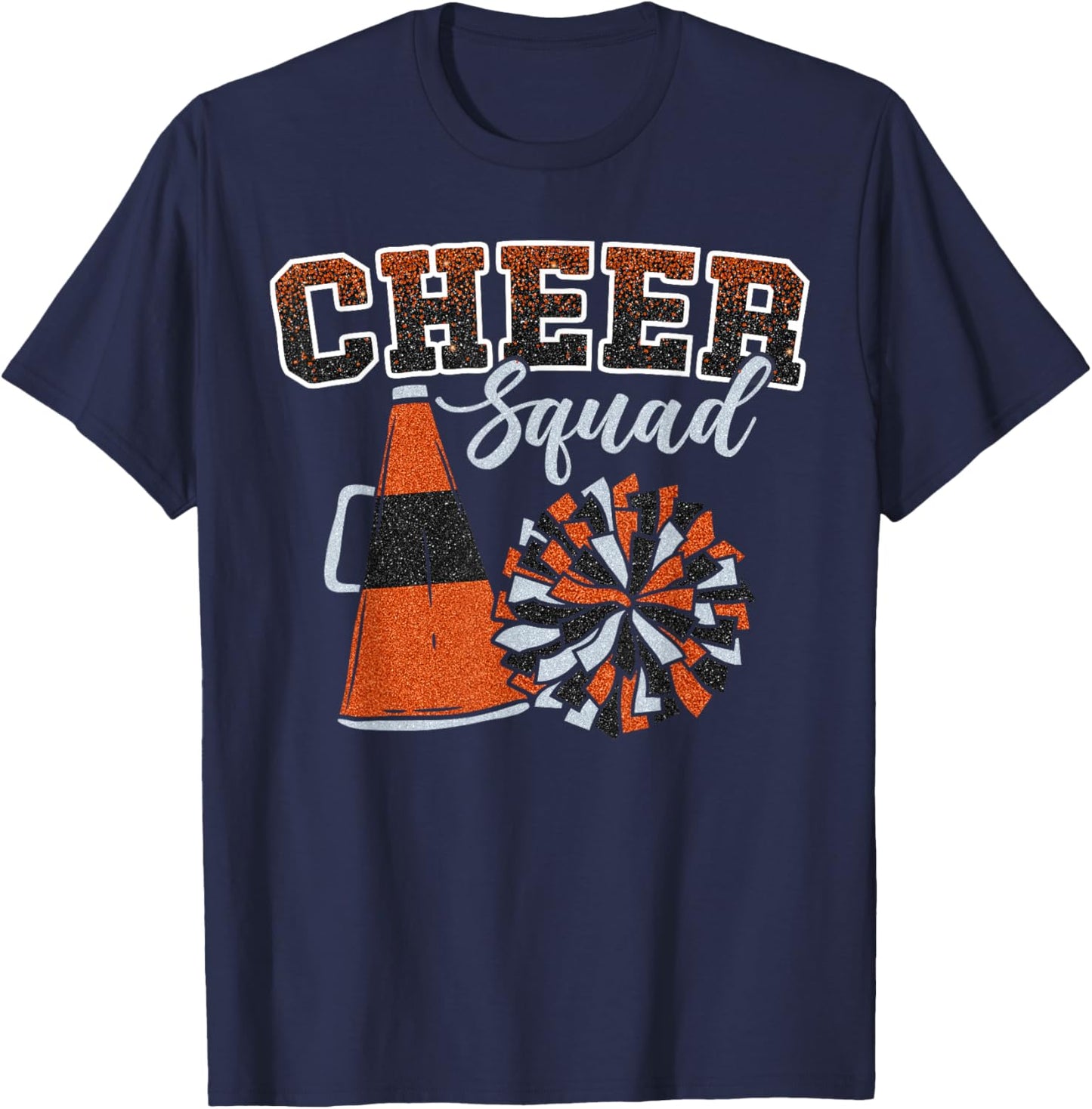 Cheer Squad Funny Cheerleader Cheerleading Orange Women Girl T-Shirt - T-Shirt | Navy