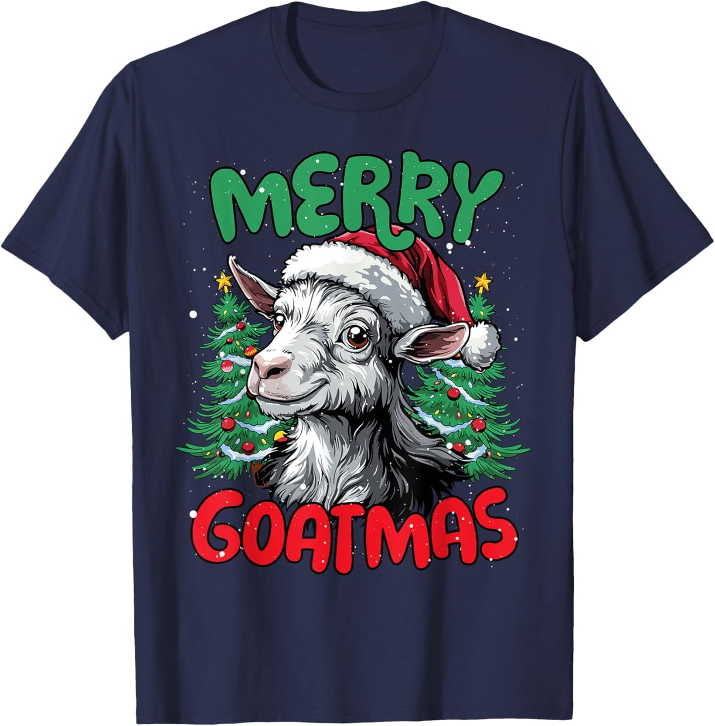 Merry Goatmas Funny Christmas Duck Lover T-Shirt - T-Shirt | Navy