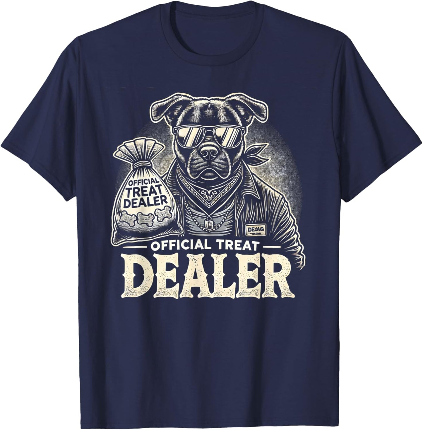 Dog Lover Official Treat Dealer Funny Pet Design T-Shirt - T-Shirt | Navy