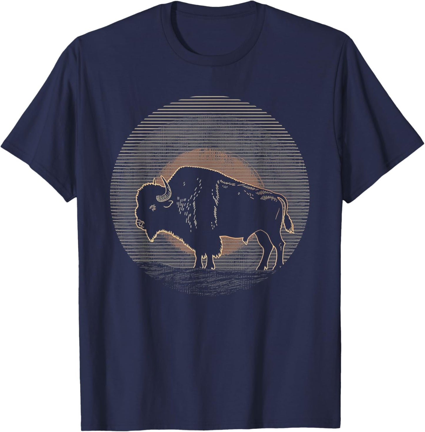 Buffalo Bison - Retro 70s 80s Graphic Vintage Men Women Kids T-Shirt - T-Shirt | Navy