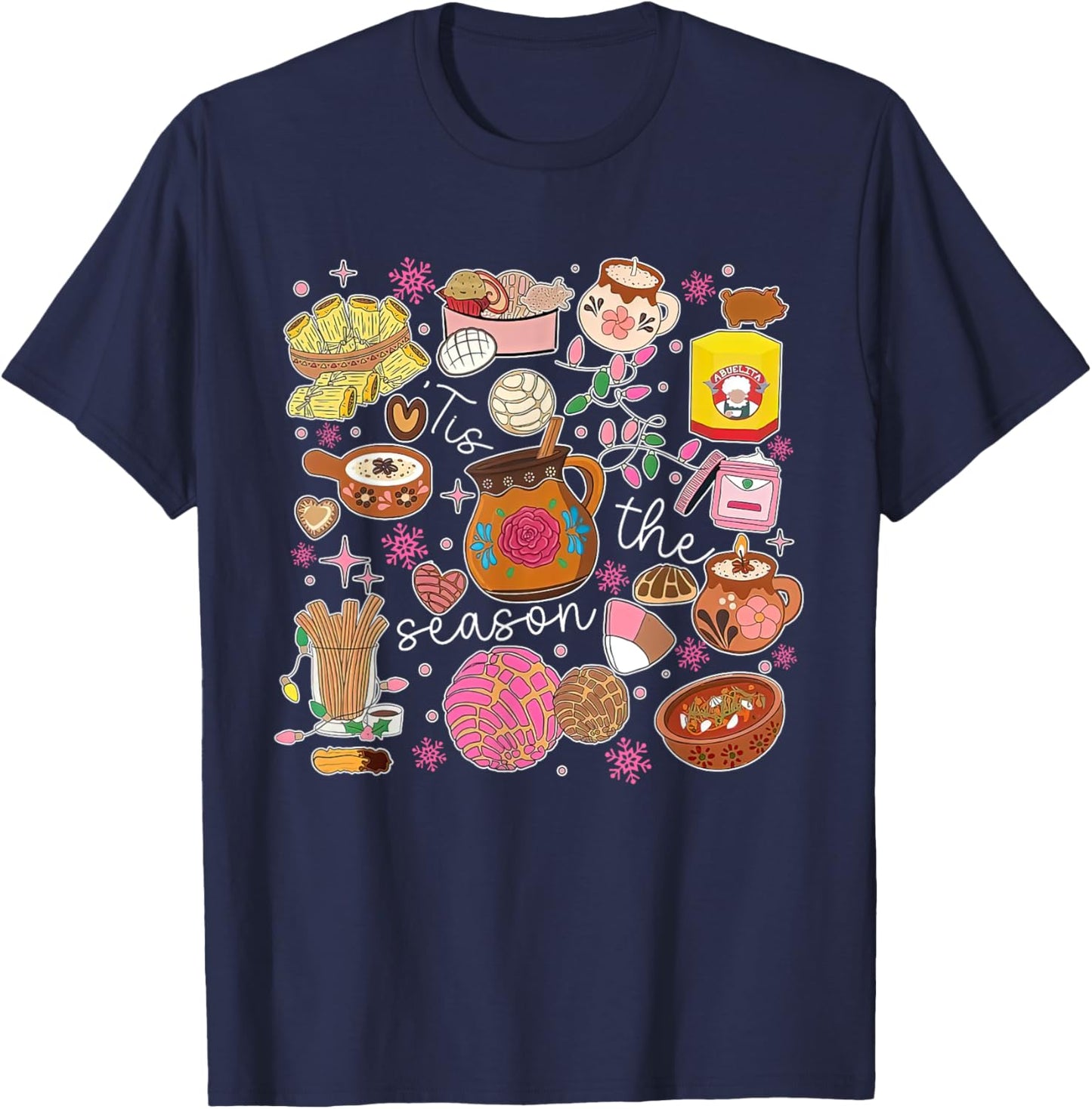 Tis The Season For Tamales Christmas Mexican Food Outfits T-Shirt - T-Shirt | Navy