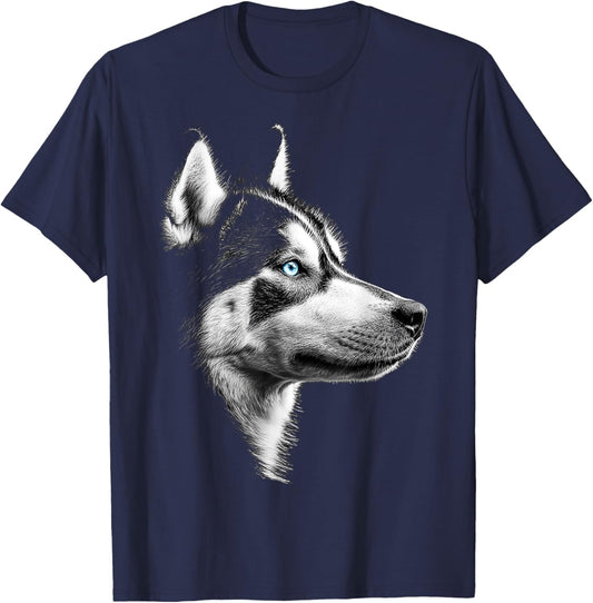 Siberian Husky Dog Motif Pet Artwork Siberian Husky Men Women Kids T-Shirt - T-Shirt | Navy