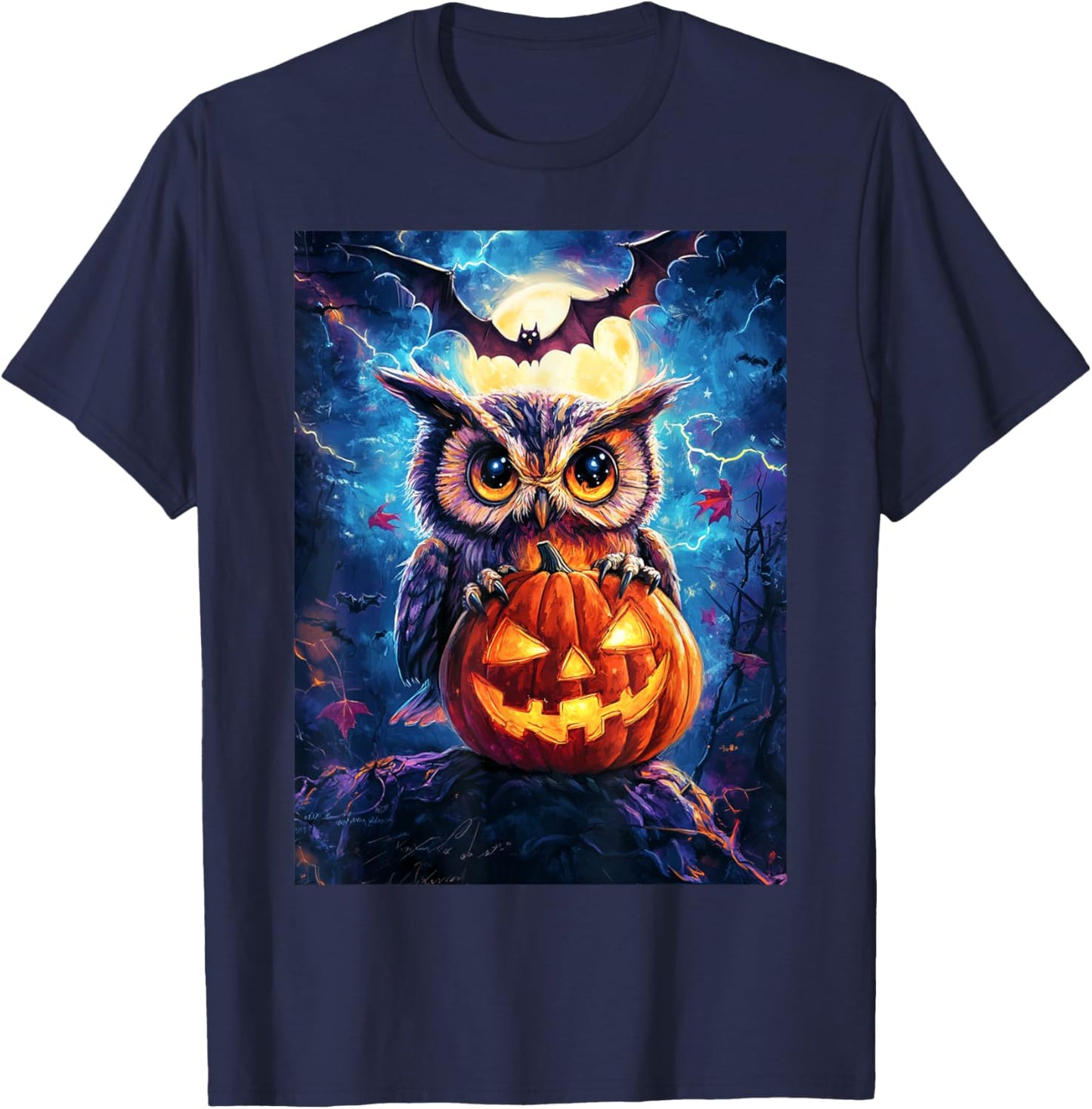 Halloween Girls Owl Boys Spooky Scary Pumpkin Kids Halloween T-Shirt - T-Shirt | Navy