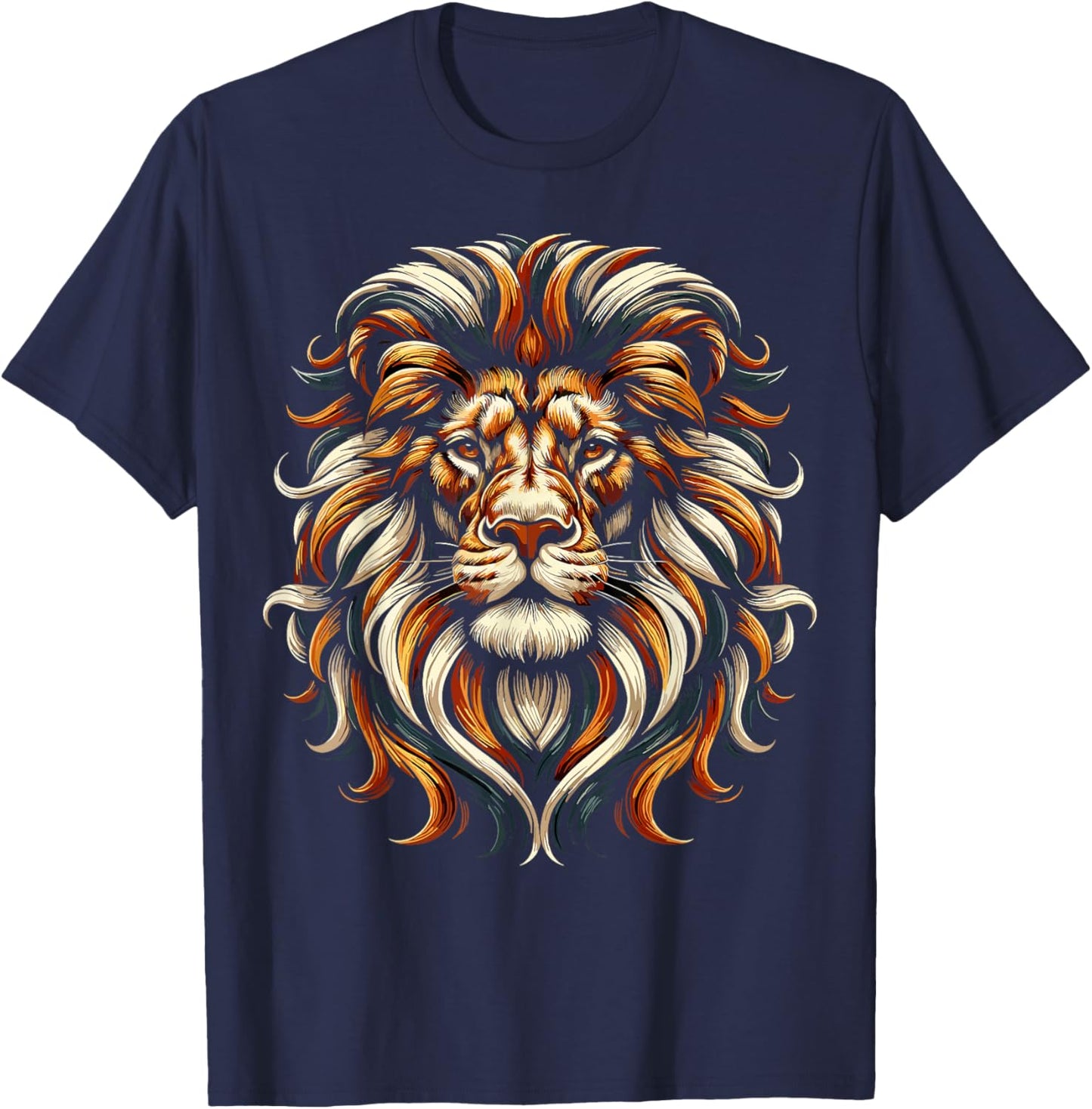 Lion Face Wild Animal Cute Lion T-Shirt - T-Shirt | Navy