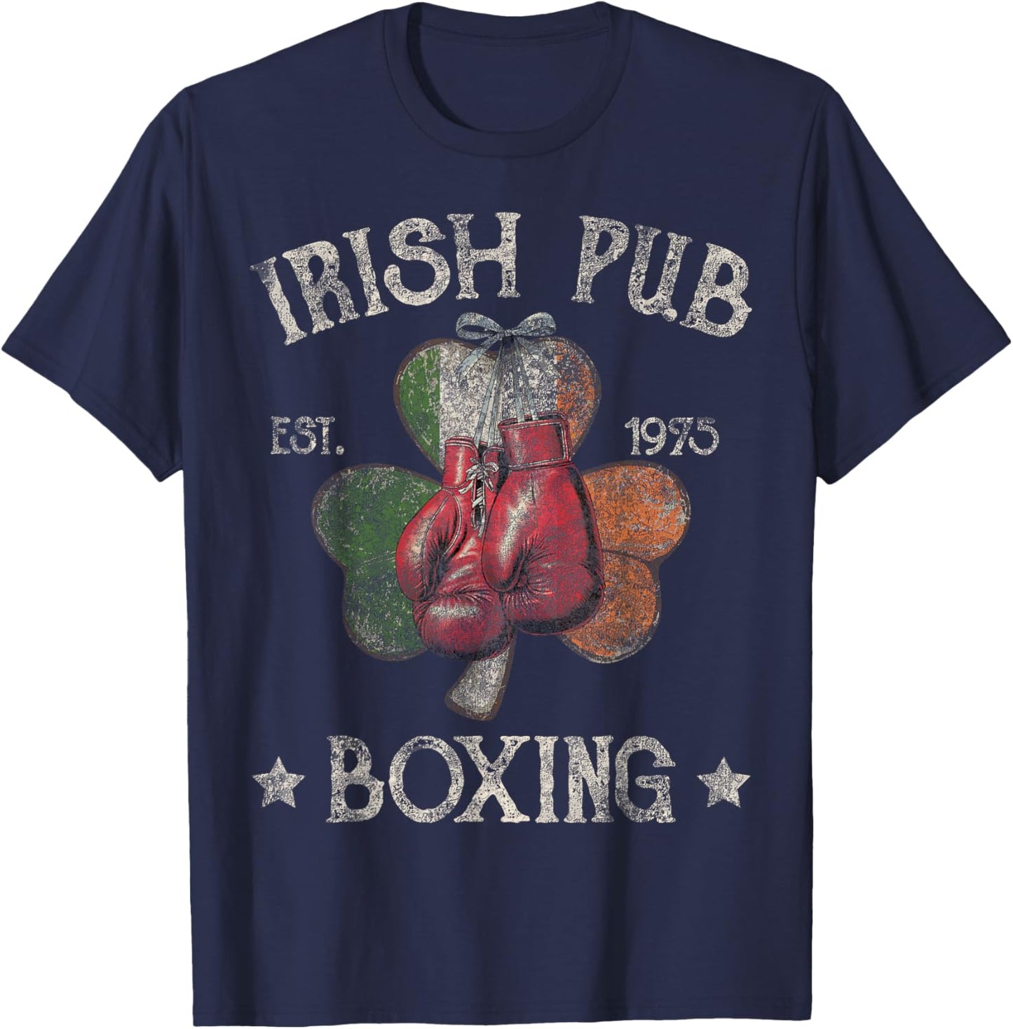 Vintage Irish Pub Est 1975 Boxing Day Distressed Awesme T-Shirt - T-Shirt | Navy