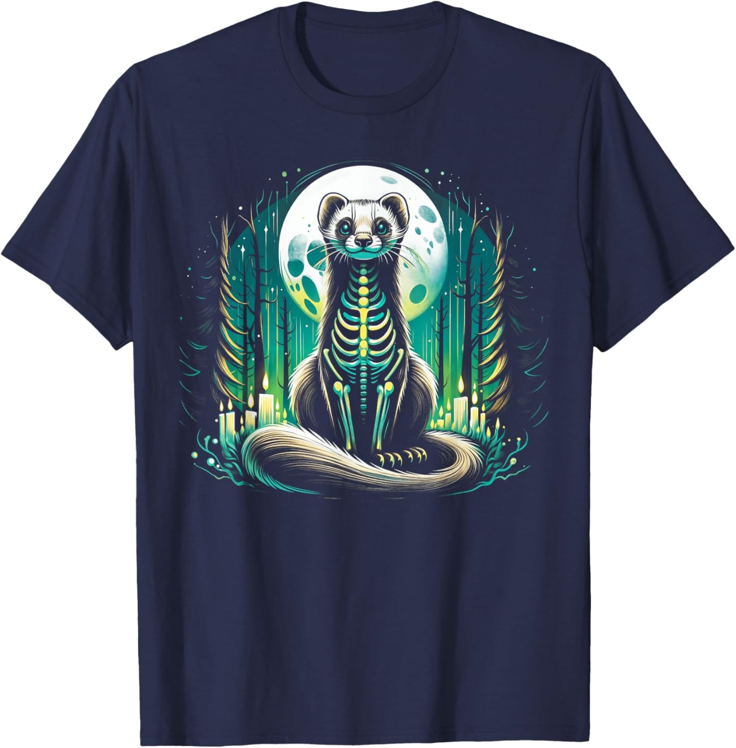 Cool Ferret Skeleton Halloween Christmas Birthday T-Shirt - T-Shirt | Navy