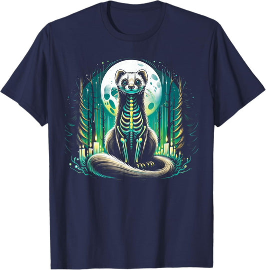 Cool Ferret Skeleton Halloween Christmas Birthday T-Shirt - T-Shirt | Navy
