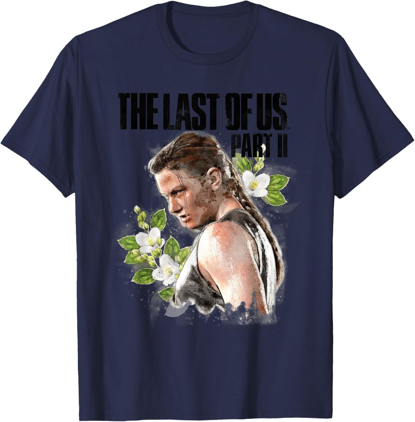 The Last of Us Abby Surrounded by Flowers T-Shirt - T-Shirt | Navy