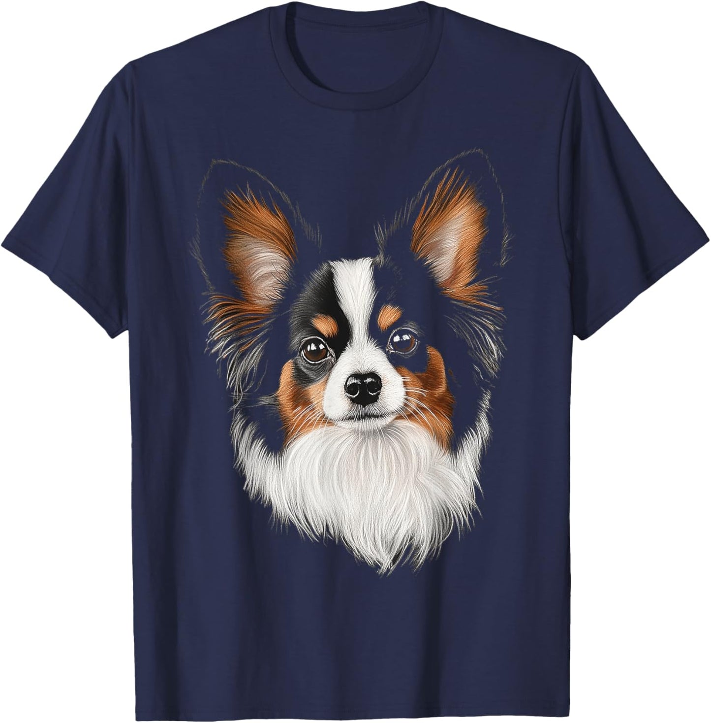 Papillon Dog Motif Pet Illustration Papillon Men Women Kids T-Shirt - T-Shirt | Navy