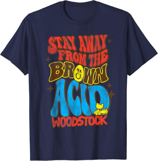 Woodstock Stay Away From The Brown Acid T-Shirt - T-Shirt | Navy