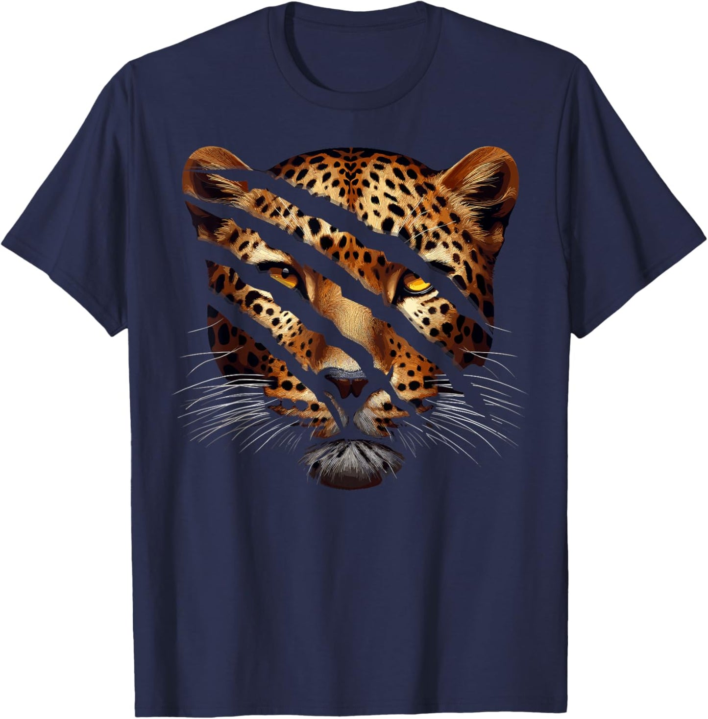 Leopard Cheetah Tiger Leopard Face Lion Cat Women Girls Kids T-Shirt - T-Shirt | Navy