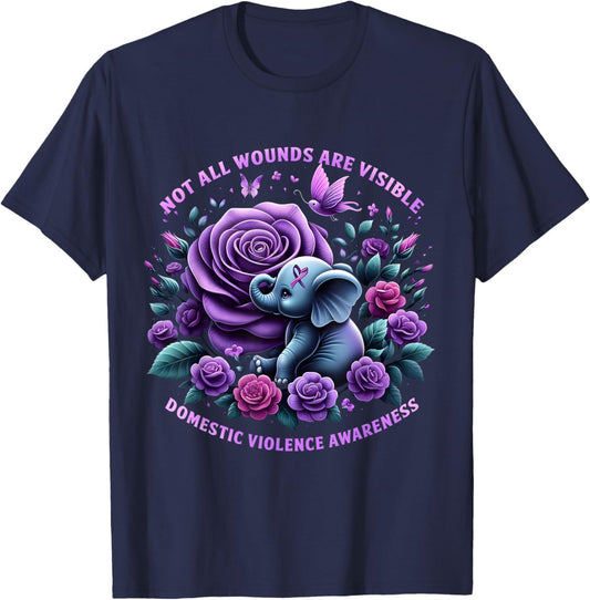 Domestic Violence Awareness Not All Wounds Are Visible T-Shirt - T-Shirt | Navy