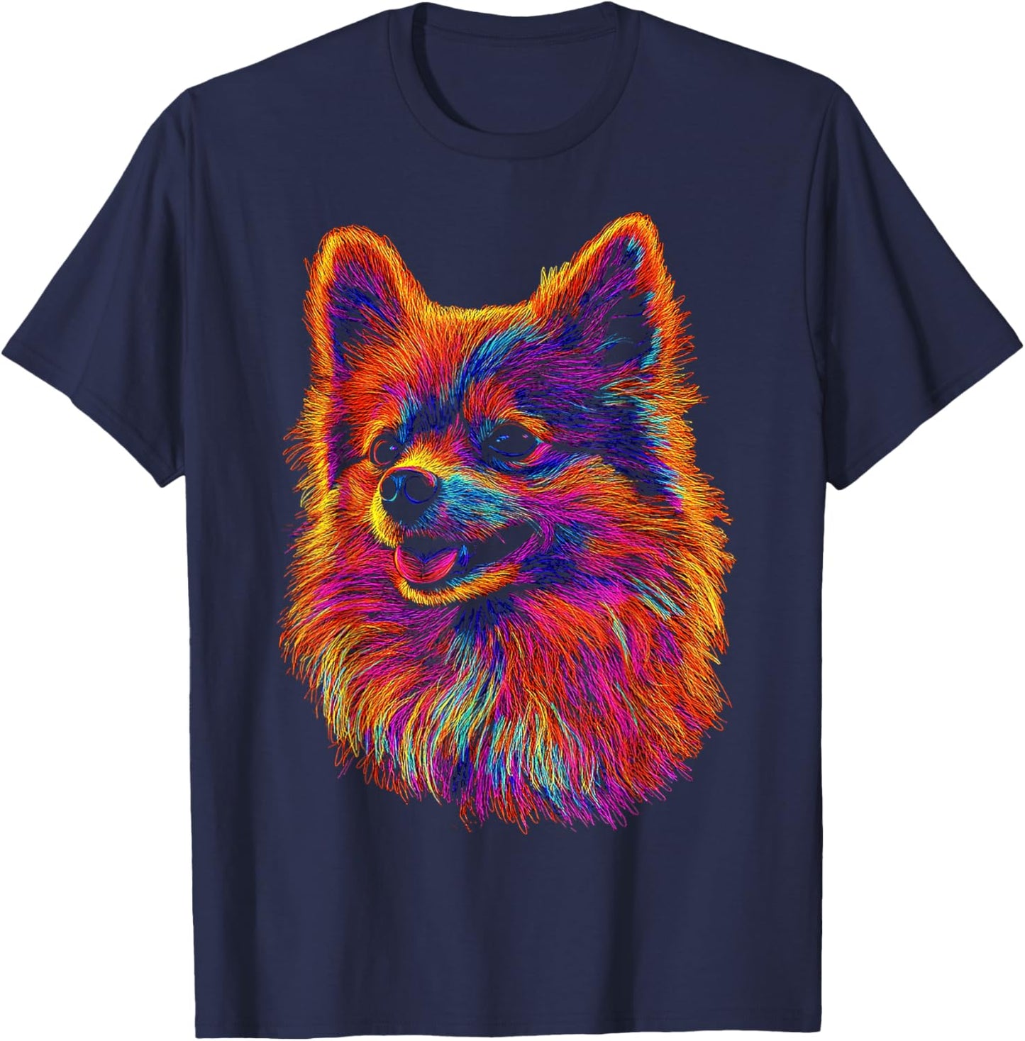 Pomeranian Dog Motif Pet Artwork Pomeranian T-Shirt - T-Shirt | Navy