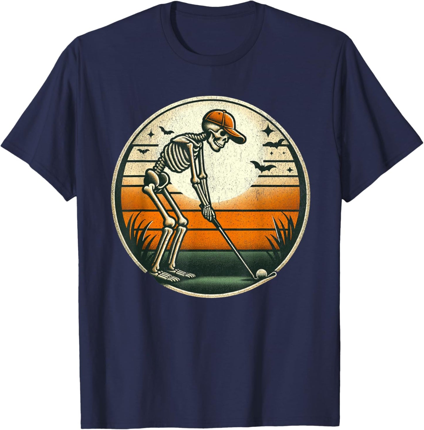Skeleton Golf Halloween Golfer Golf Player Funny Men Dad T-Shirt - T-Shirt | Navy