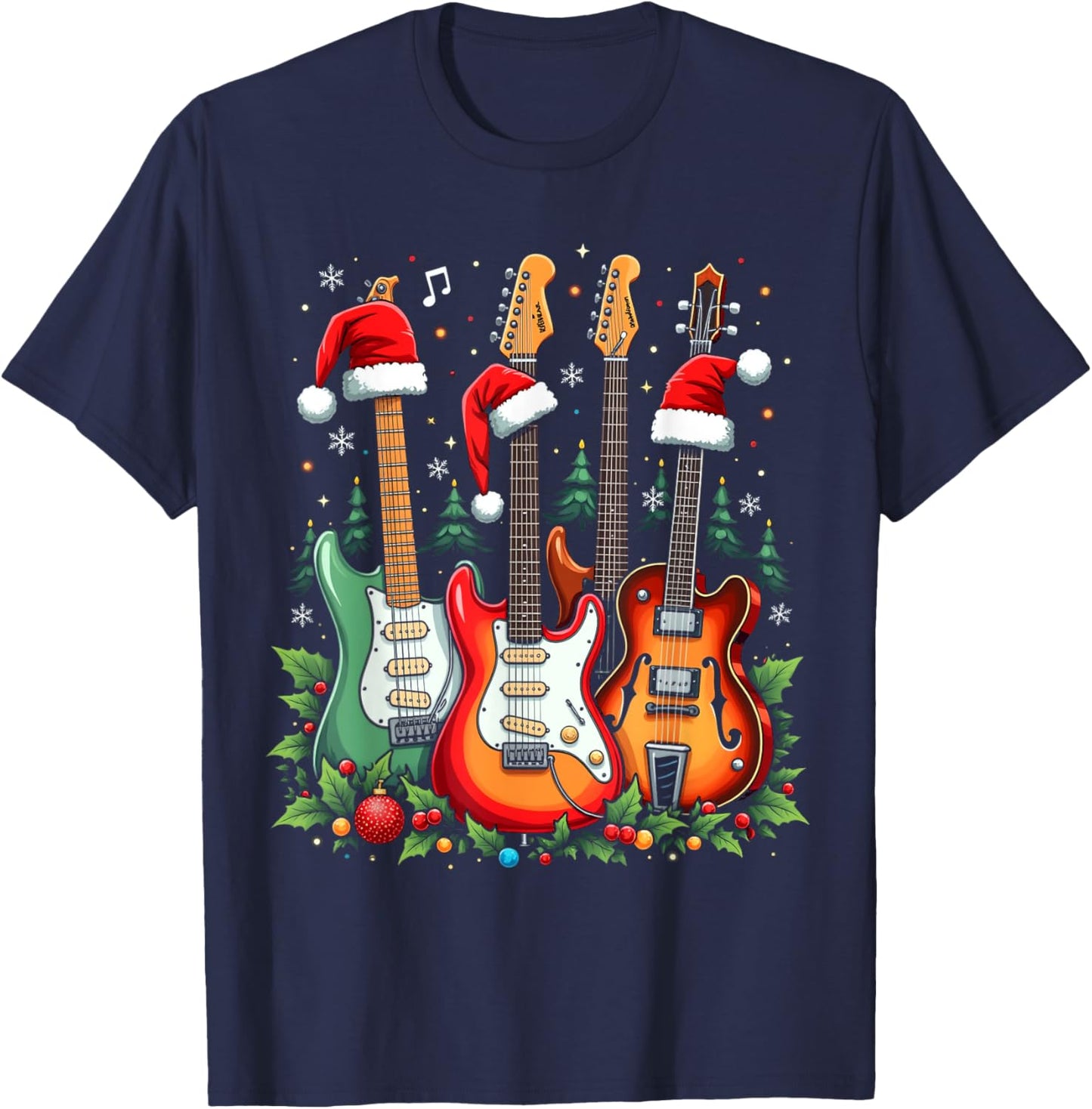 Christmas Guitar T-Shirt - T-Shirt | Navy