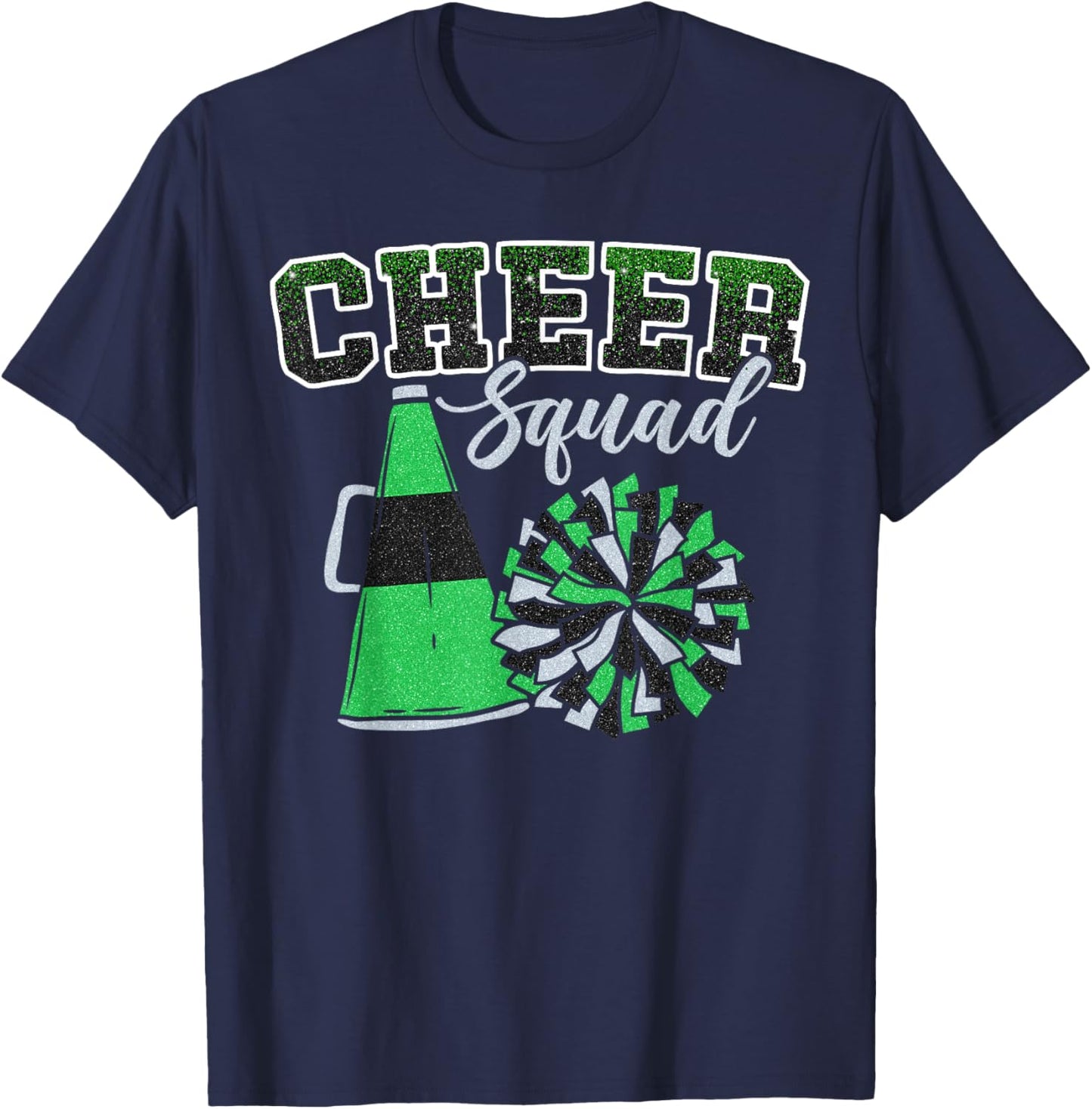 Cheer Squad Funny Cheerleader Cheerleading Green Women Girl T-Shirt - T-Shirt | Navy
