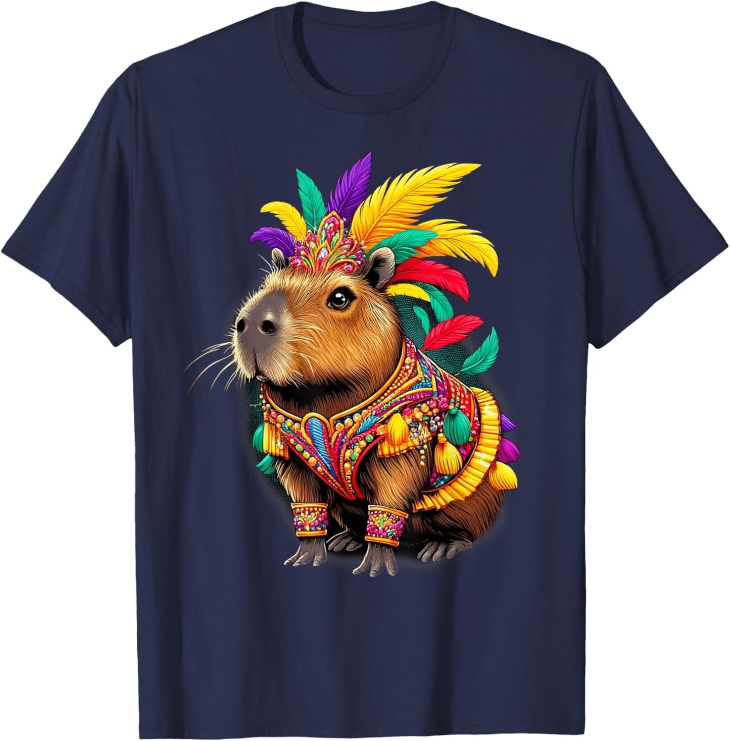 Funny Capybara Carnival Dress Brazil Heritage Latina T-Shirt - T-Shirt | Navy
