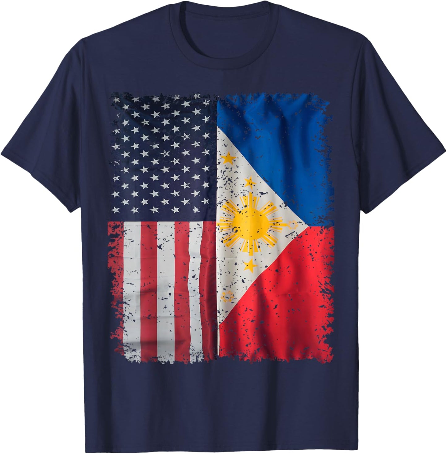 Philippines Usa Flag America Filipino Roots American Grown T-Shirt - T-Shirt | Navy