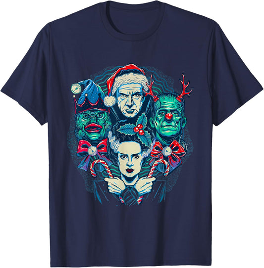 Vintage Funny Frankenstein Monsters Mash Spooky Christmas T-Shirt - T-Shirt | Navy