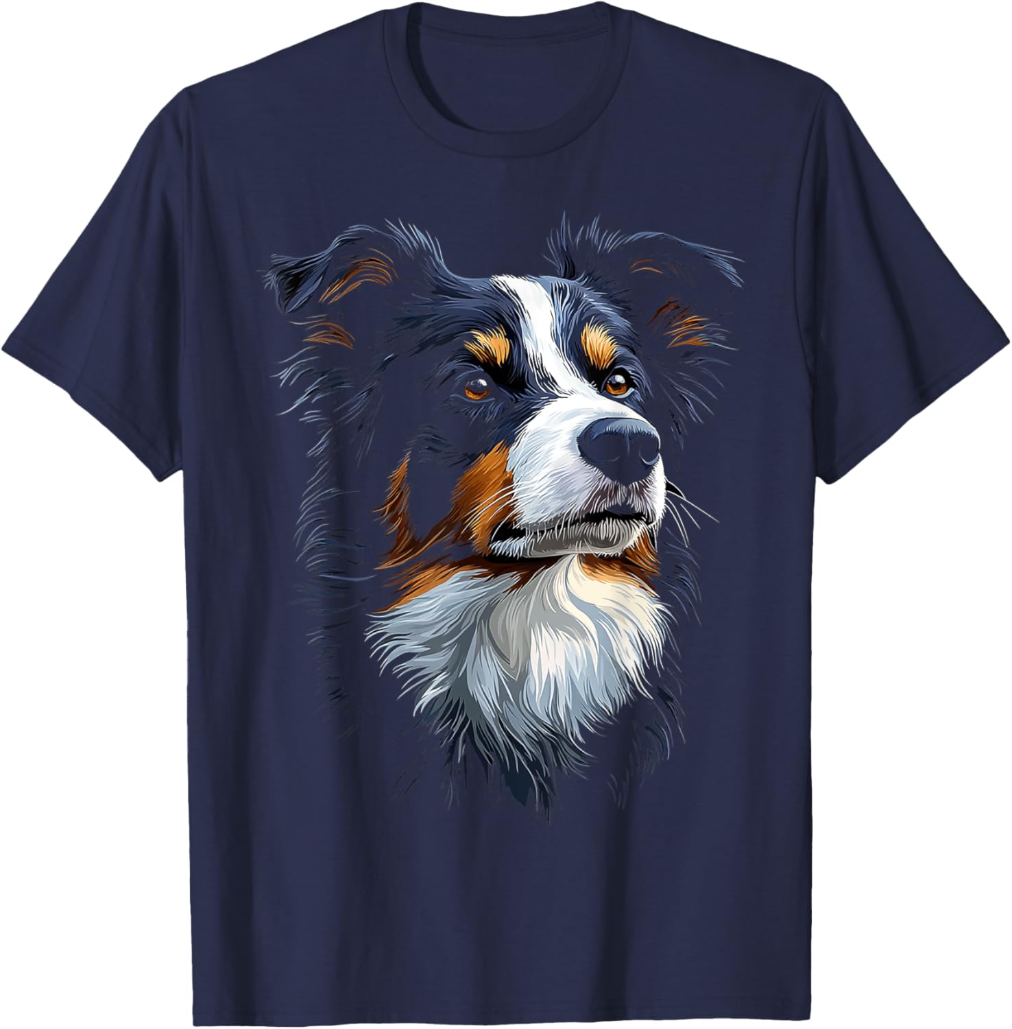 Border Collie Dog Motif Pet Artwork Border Collie Women Kids T-Shirt - T-Shirt | Navy