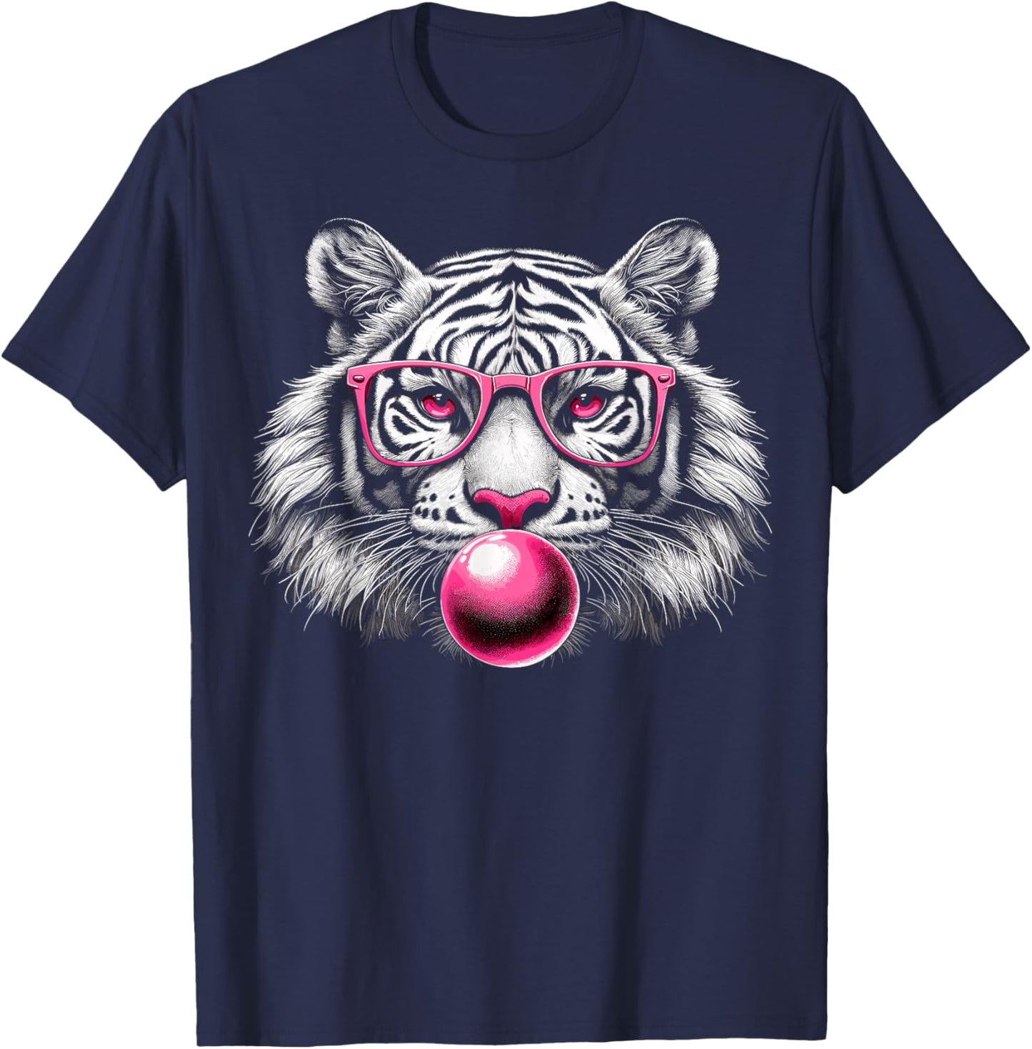 Tiger Face Wild Animal Cute Tiger T-Shirt - T-Shirt | Navy