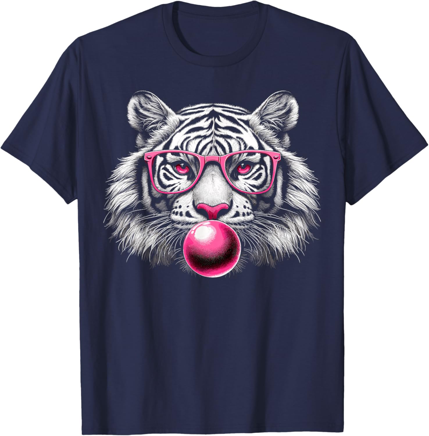 Tiger Face Wild Animal Cute Tiger T-Shirt - T-Shirt | Navy