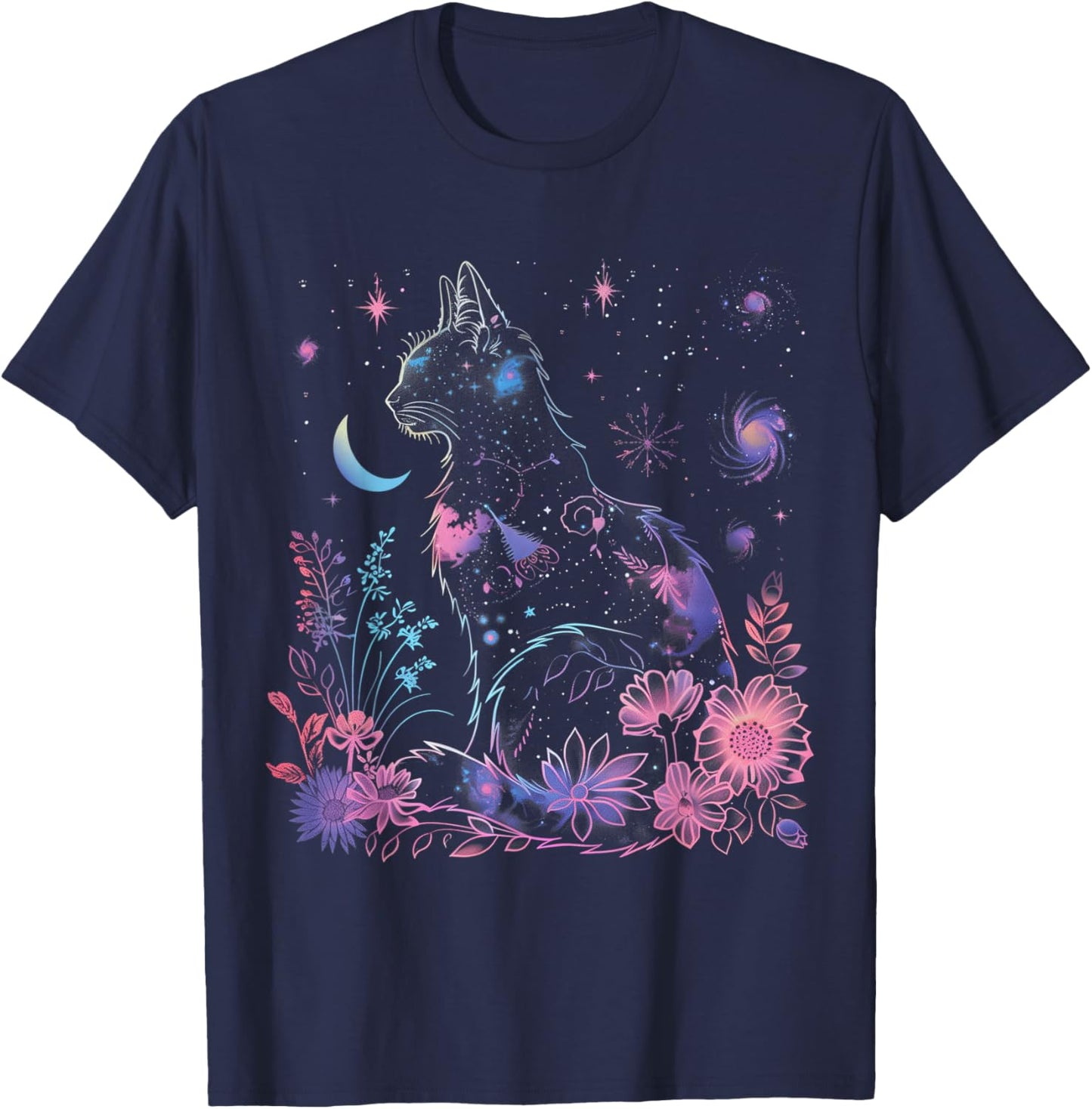 Halloween Black Cat Galaxy Costume Cat Lover Girls T-Shirt - T-Shirt | Navy