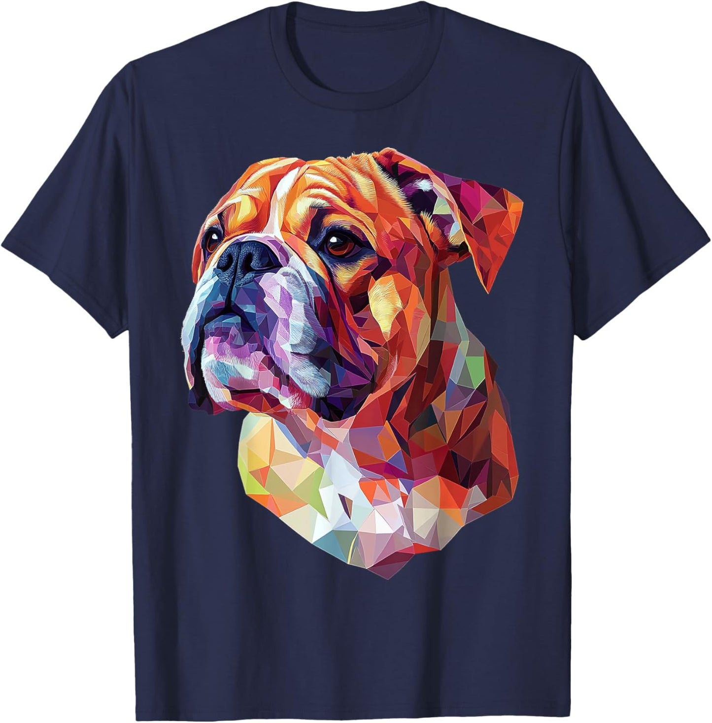 Bulldog Dog Graphic Pet Artwork Bulldog T-Shirt - T-Shirt | Navy
