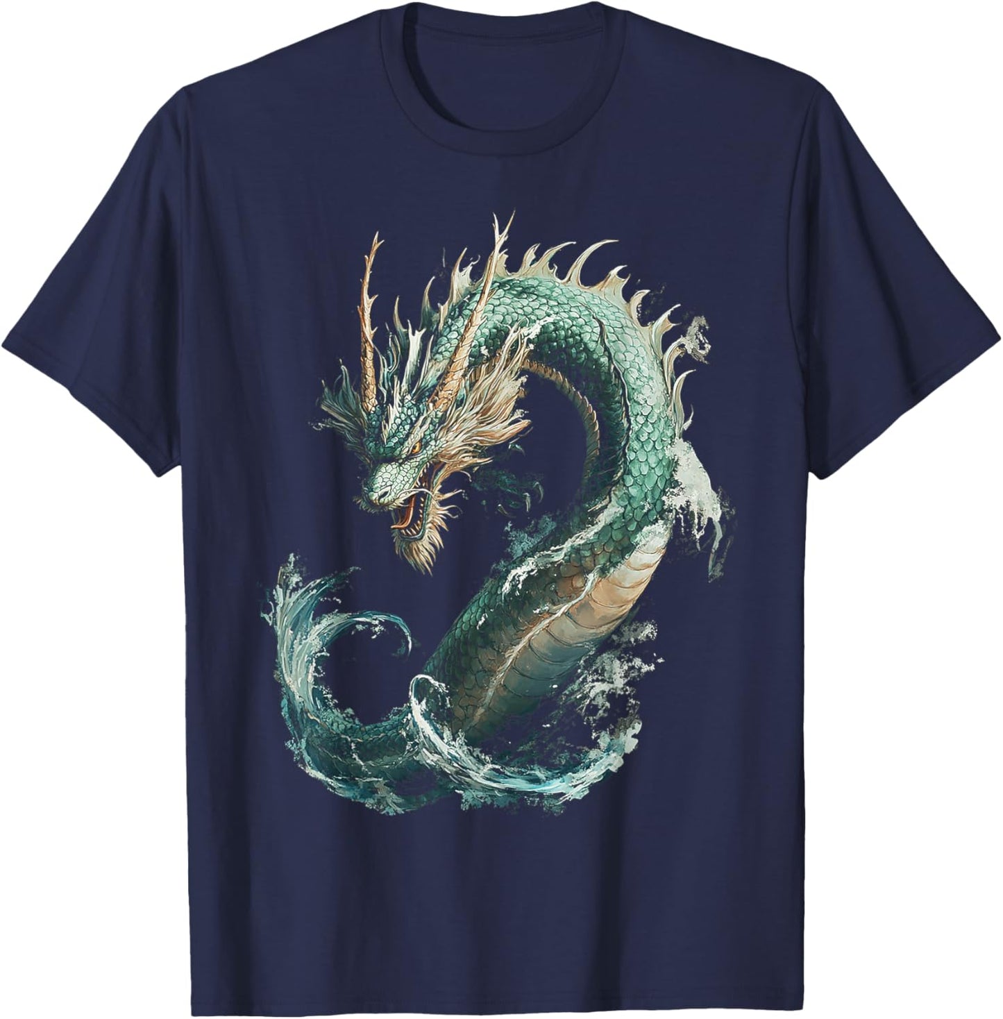 Sea Dragon Motif Mythical Illustration Sea Dragon T-Shirt - T-Shirt | Navy