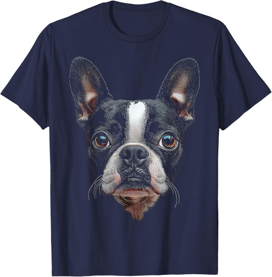 Boston Terrier Dog Graphic Pet Illustration Boston Terrier T-Shirt - T-Shirt | Navy
