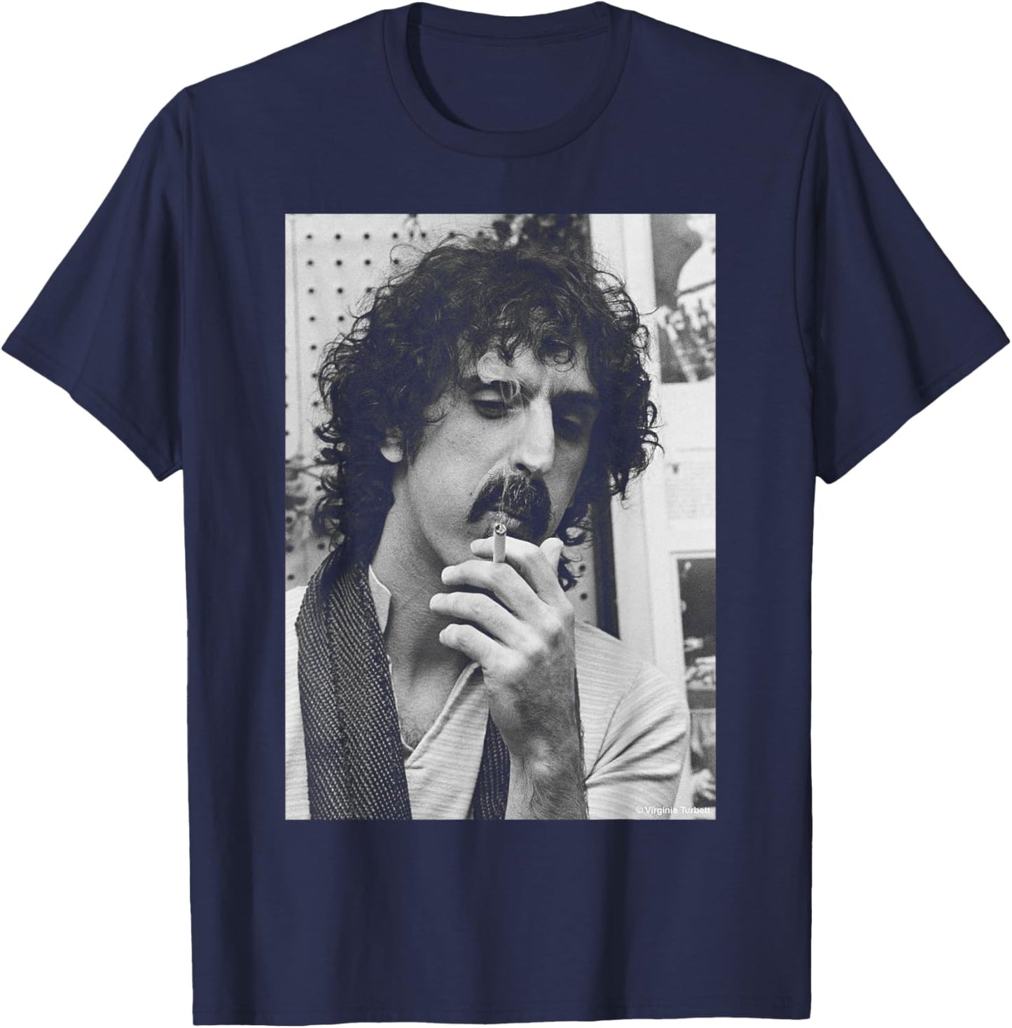 Smoking Frank Zappa by Virgina Turbett T-Shirt - T-Shirt | Navy