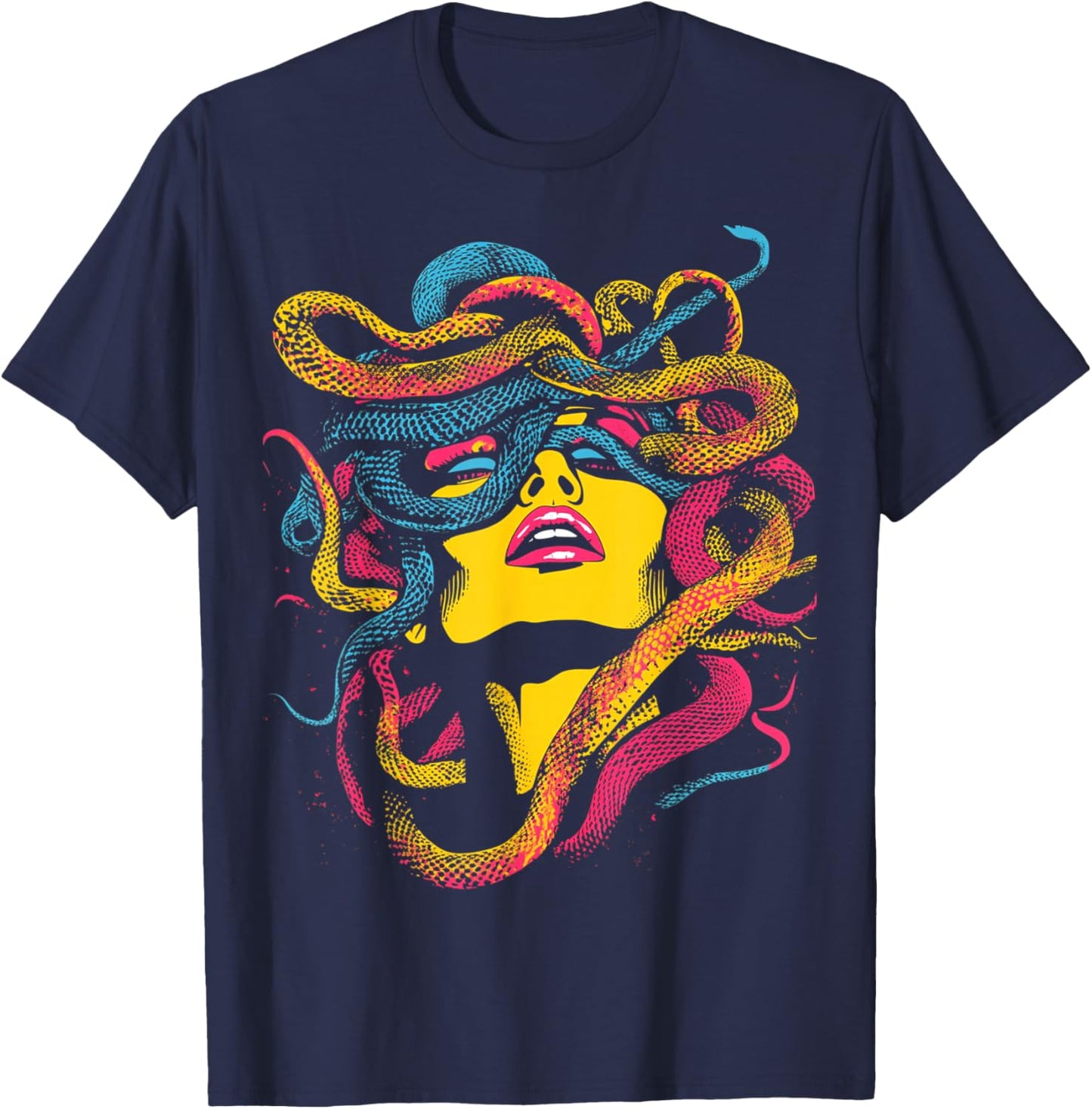 Vintage Medusa Occult Grunge Art Gothic T-Shirt - T-Shirt | Navy