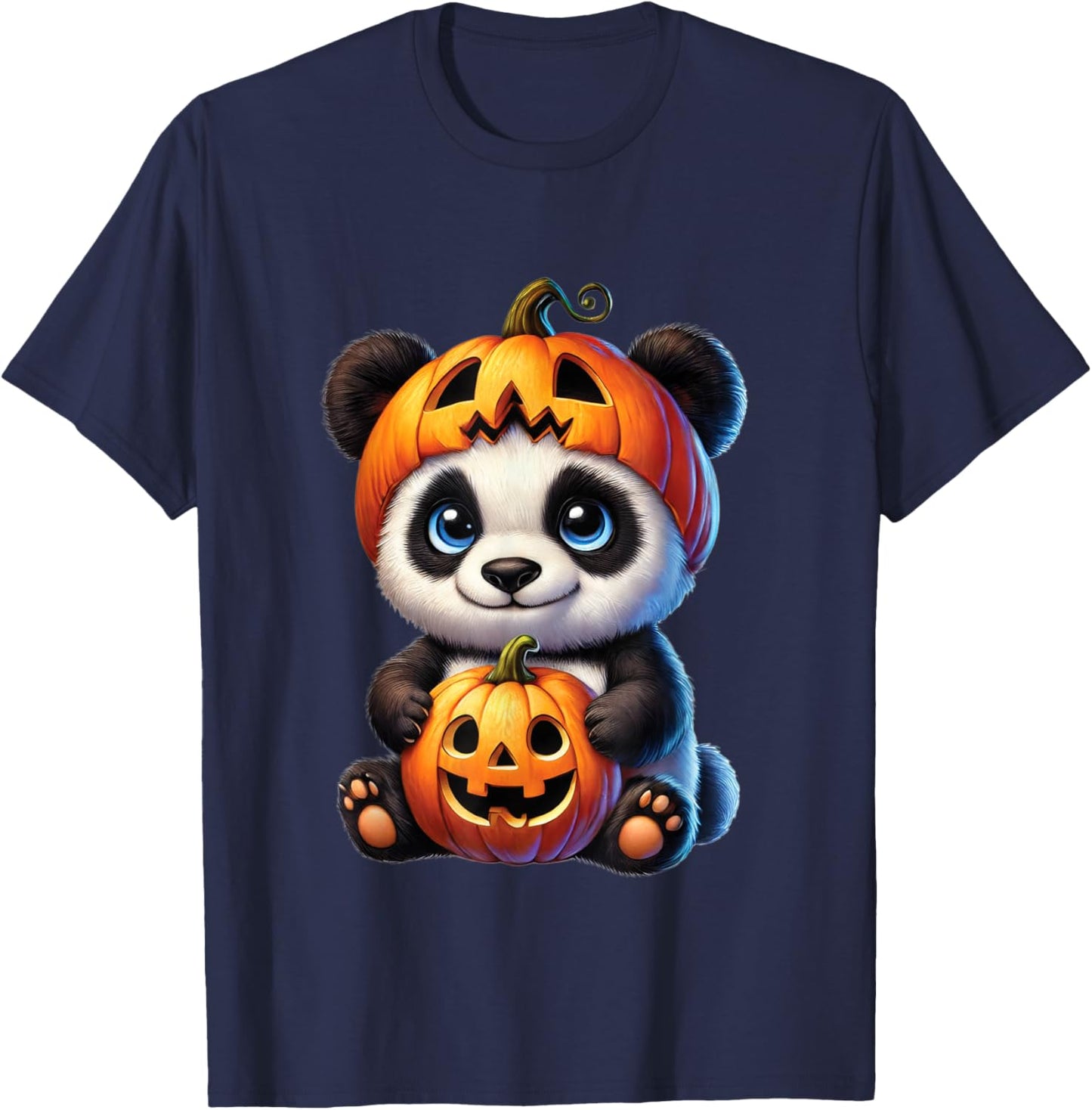 Panda Halloween Panda Pumpkin Halloween Panda Lover T-Shirt - T-Shirt | Navy