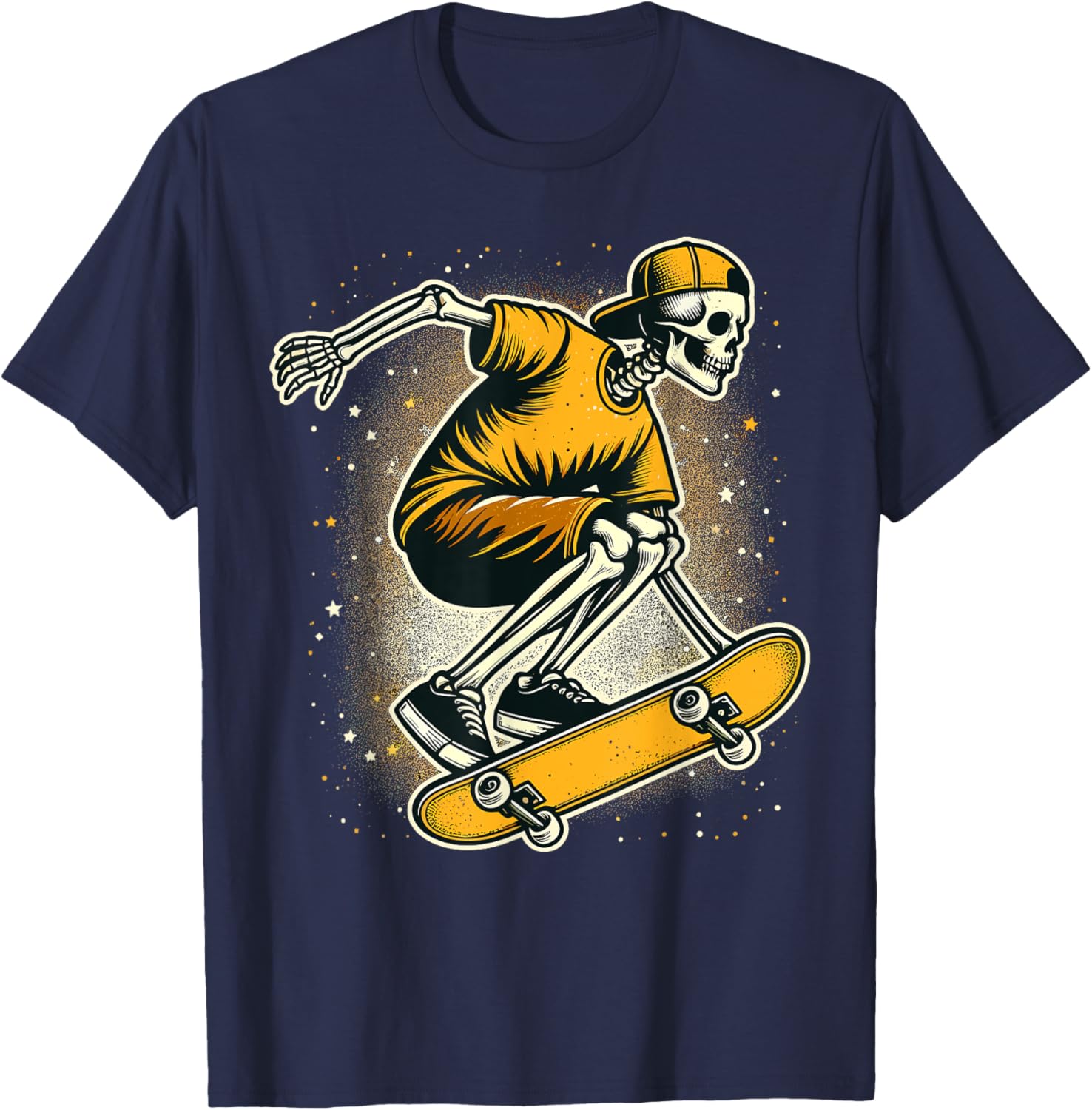 Halloween Skeleton Skater Skateboard T-Shirt - T-Shirt | Navy