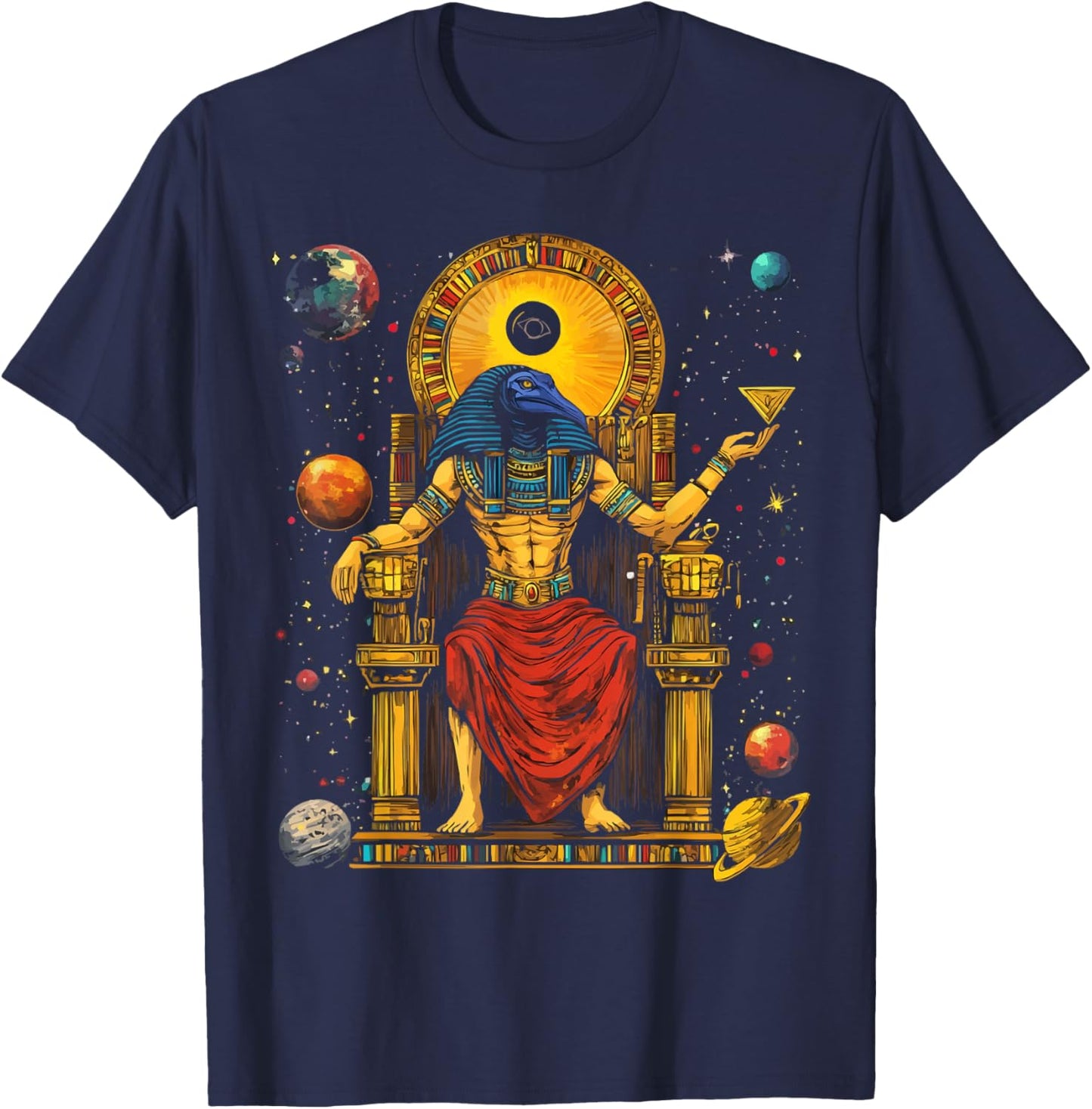 Thoth Egyptian God Egyptian Mythology Pyramid Ancient Egypt T-Shirt - T-Shirt | Navy