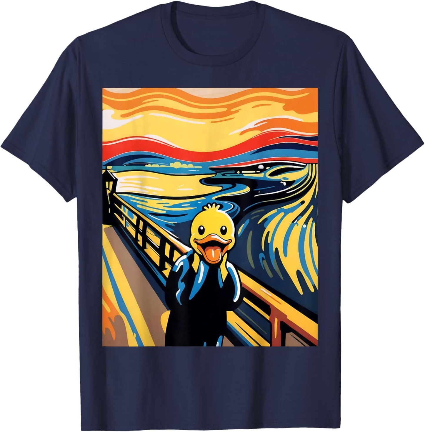 Funny Rubber Duck The Scream Ducky Lovers Men Women Kids T-Shirt - T-Shirt | Navy