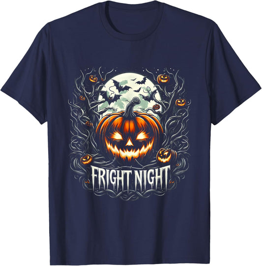 Halloween Pumpkin Jack O Lantern Face Fright Night T-Shirt - T-Shirt | Navy