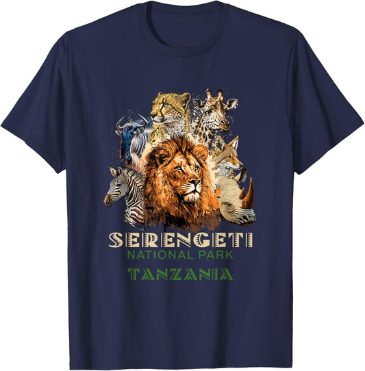 African Serengeti National Park Animal Safari Tanzania T-Shirt - T-Shirt | Navy