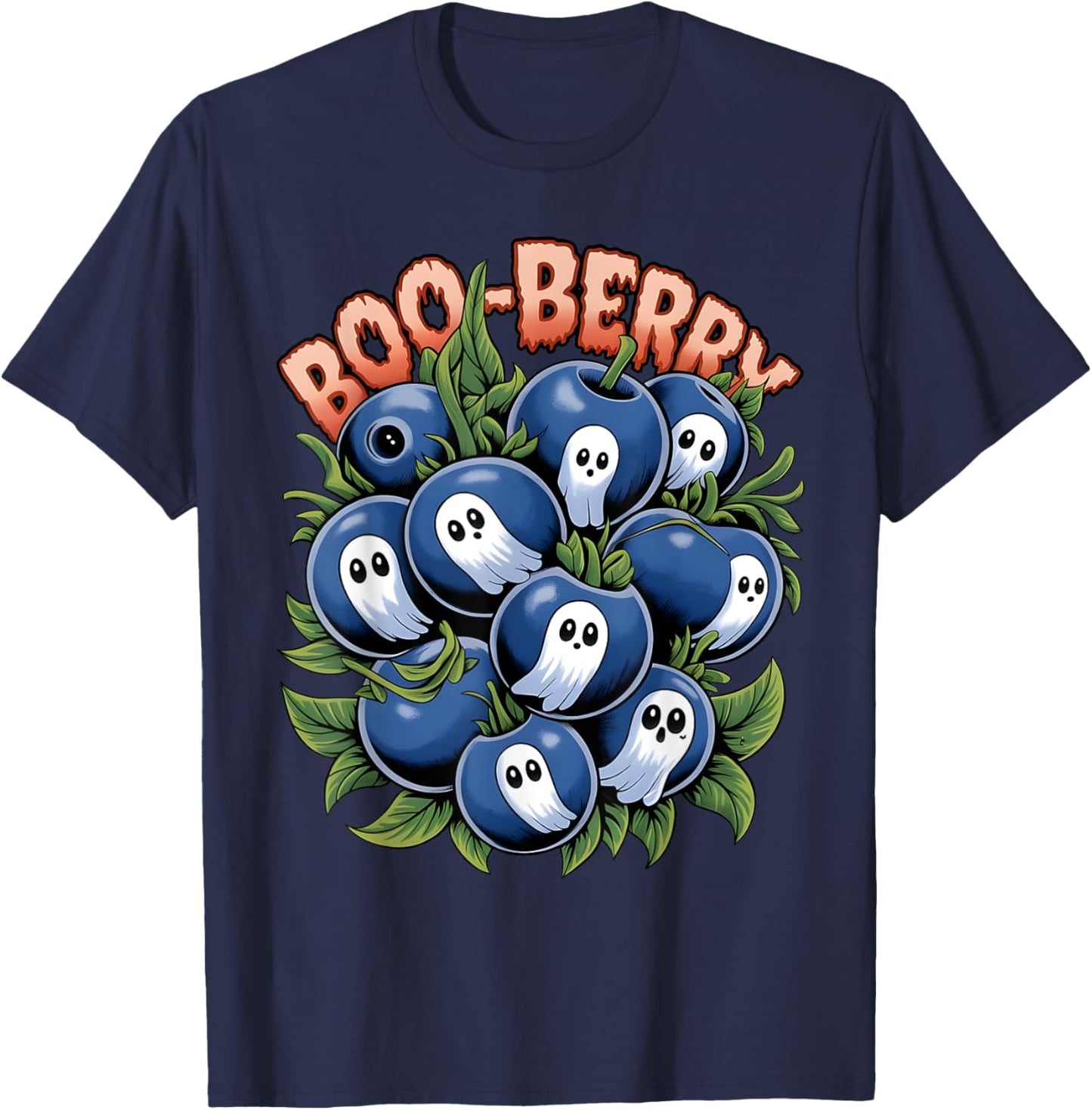 Boo Berry Blueberry Halloween Funny Ghost Costume Boys Girls T-Shirt - T-Shirt | Navy