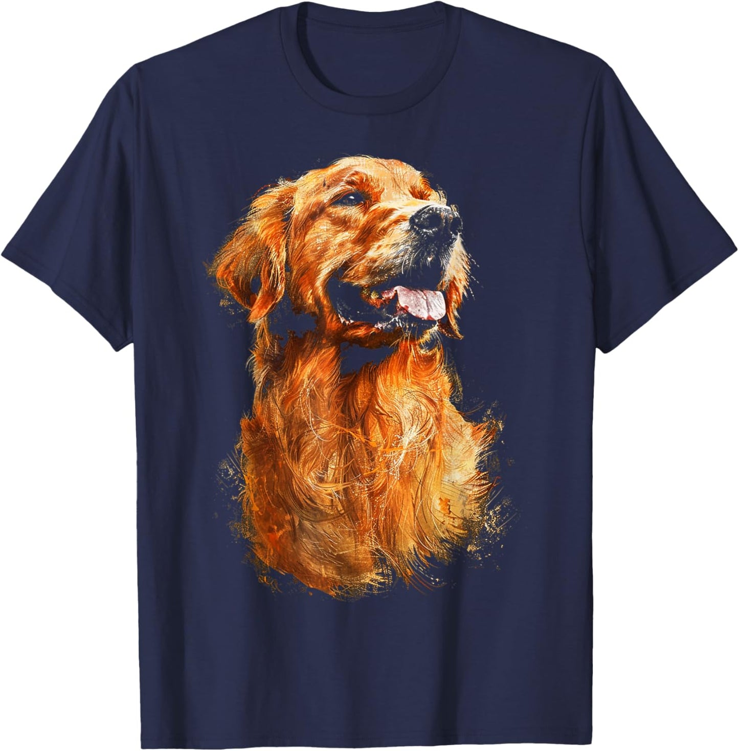 Golden Retriever Dog Graphic Pet Artwork Golden Retriever Men Women Kids T-Shirt - T-Shirt | Navy