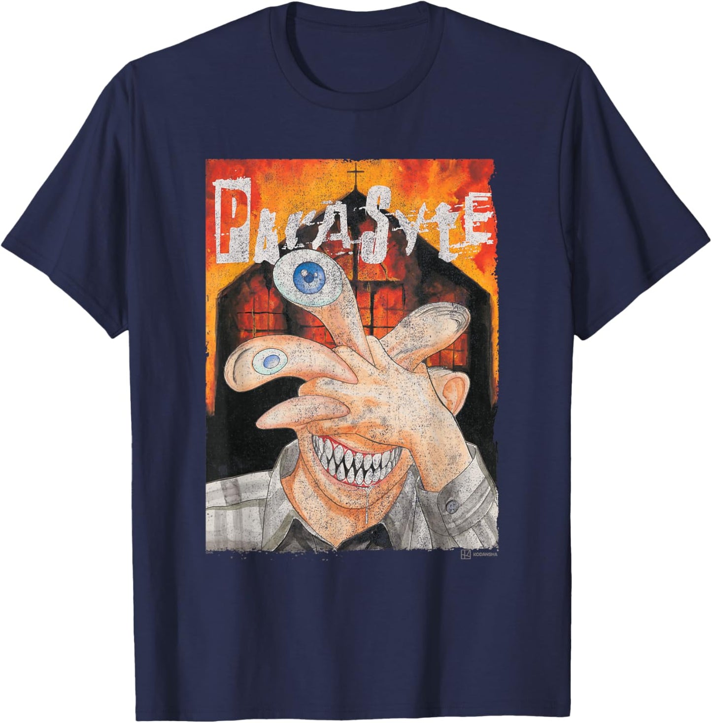 Parasyte Migi Face Transform Church Flame T-Shirt - T-Shirt | Navy