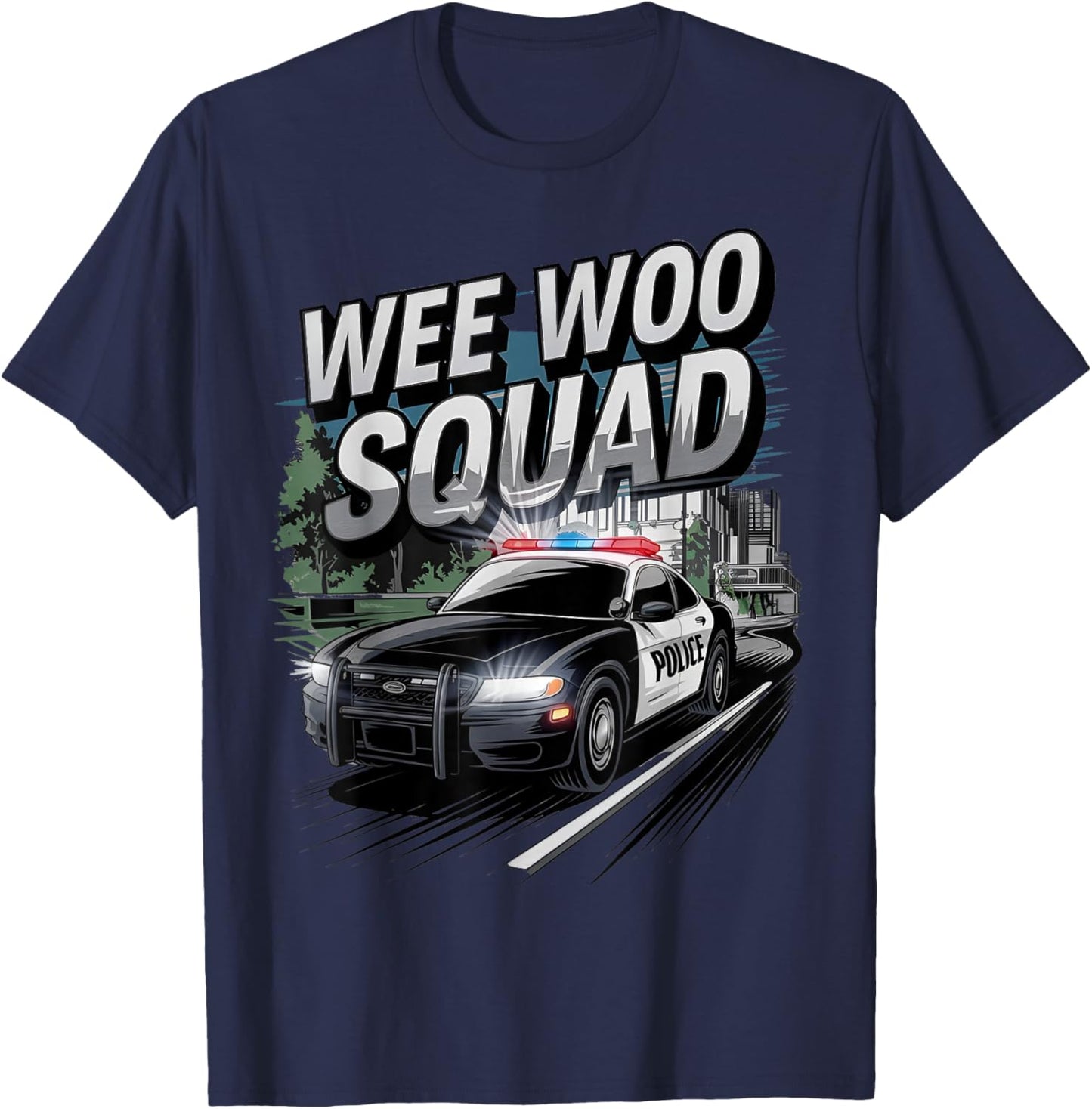Wee Woo Squad Police Car Fan Humor For Kids Police Officer T-Shirt - T-Shirt | Navy