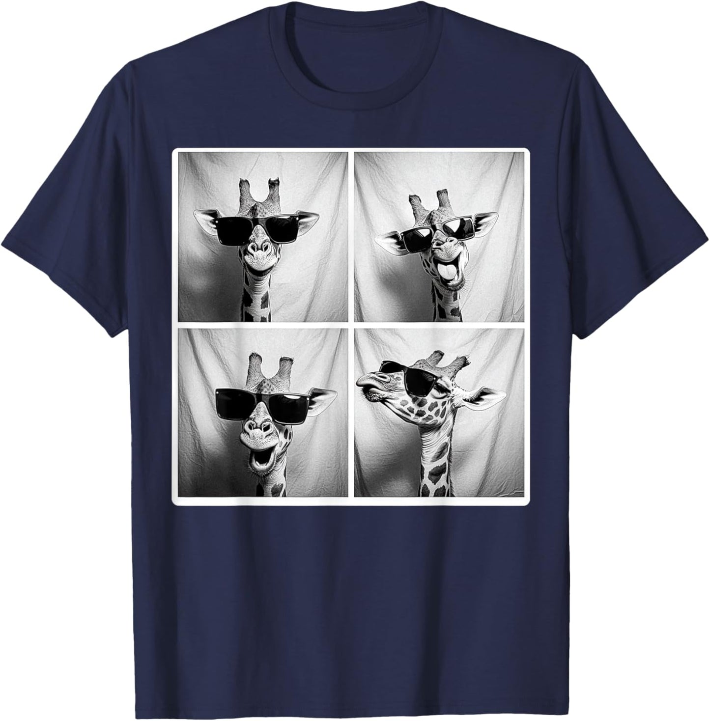 Giraffe Wearing Sunglasses Funny Photobooth Safari Selfie T-Shirt - T-Shirt | Navy