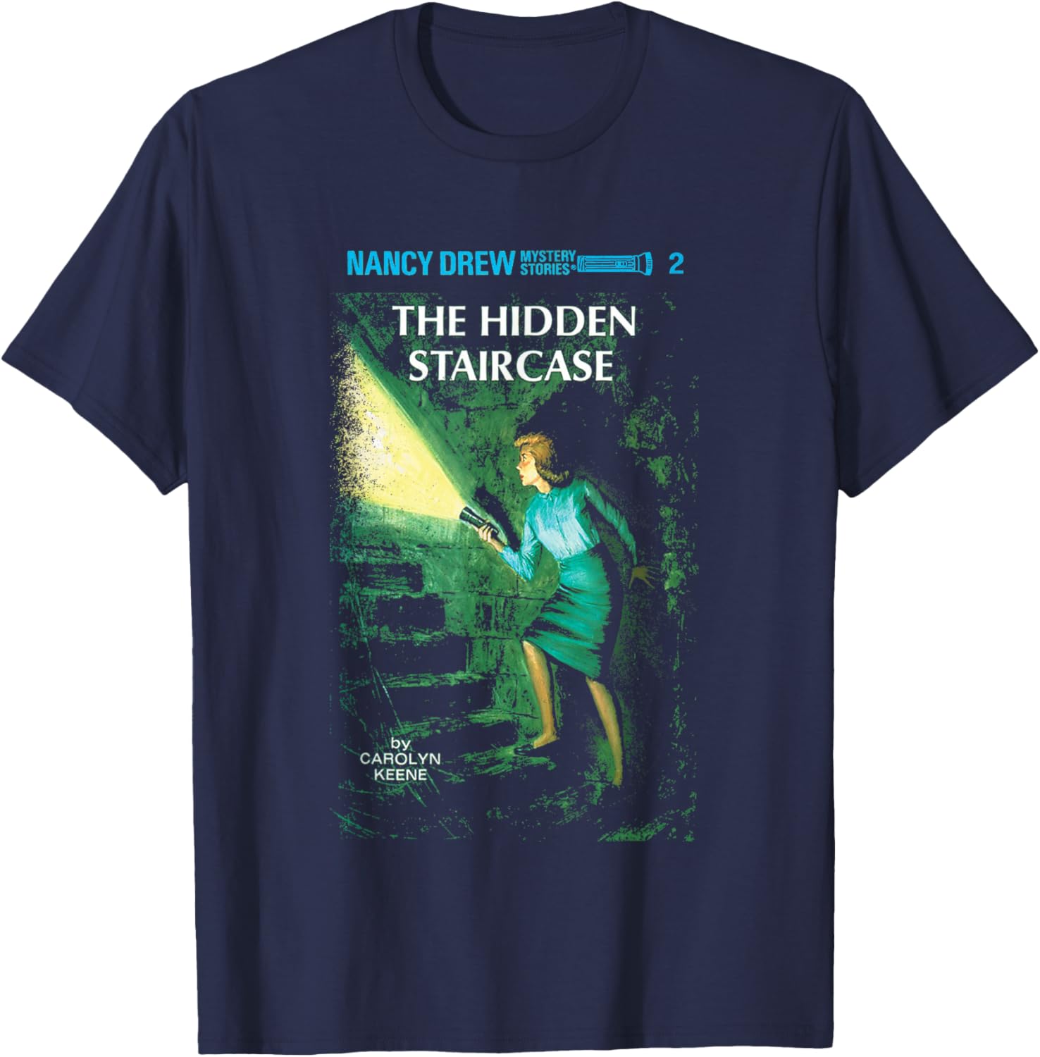 Nancy Drew The Hidden Staircase By Carolyn Keene Retro Logo T-Shirt - T-Shirt | Navy