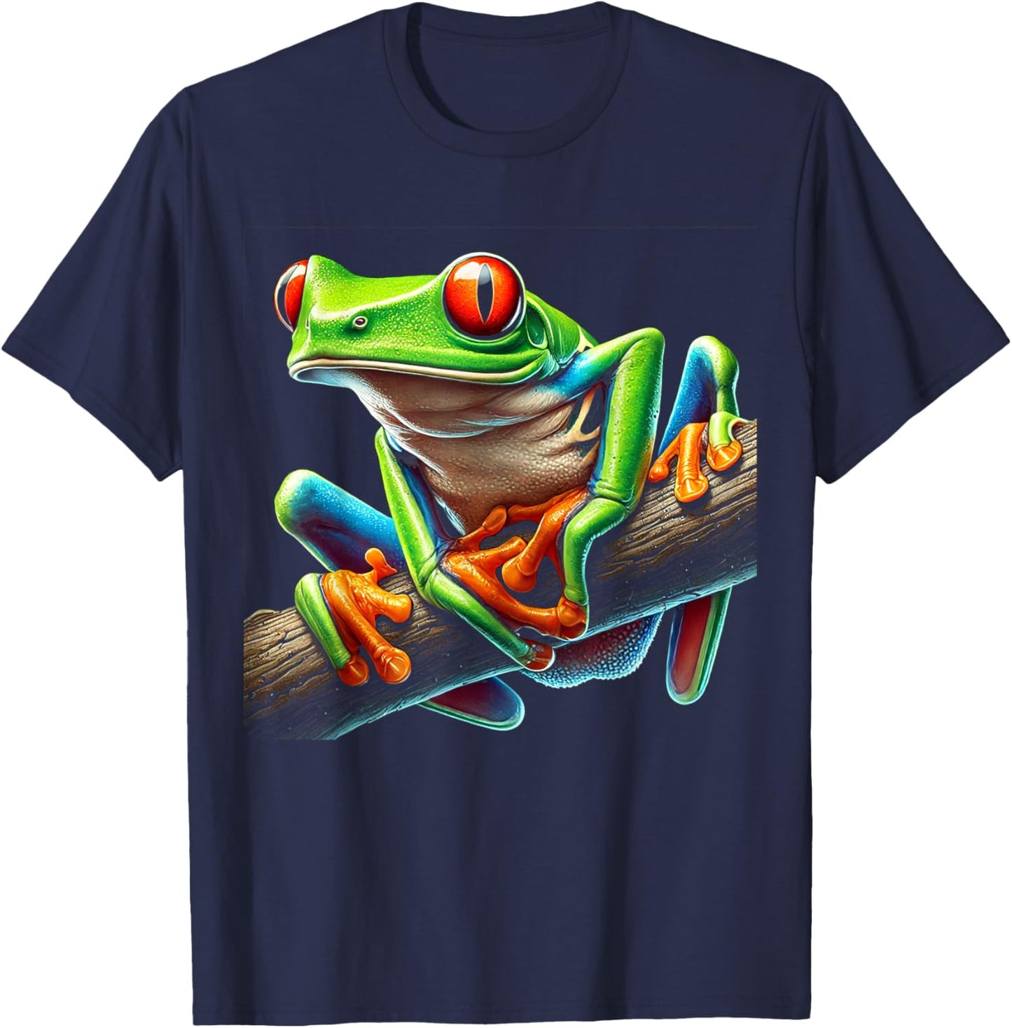 Green Body Red Eyed Tree Frog Rainforest Amphibian T-Shirt - T-Shirt | Navy