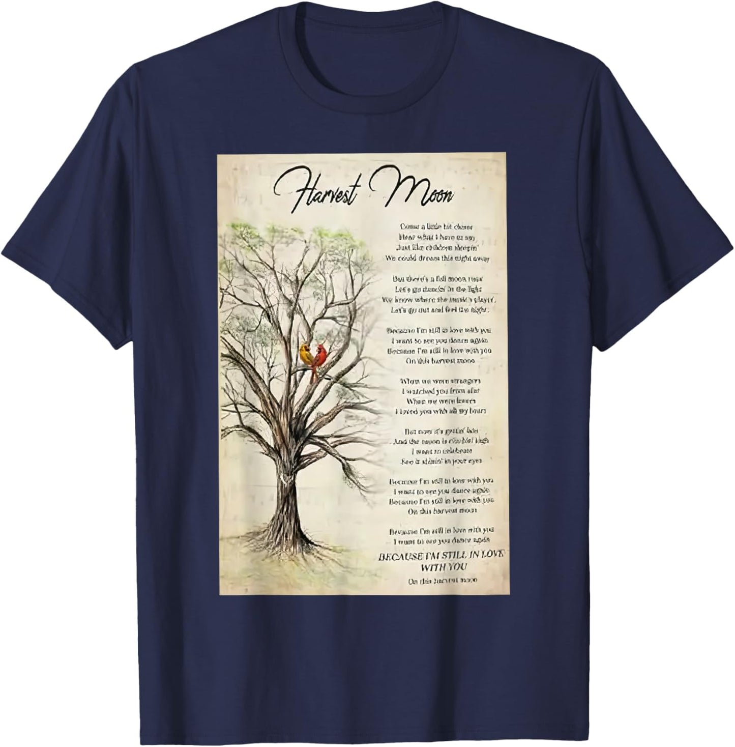 Harvest Moon Lyrics Poster T-Shirt - T-Shirt | Navy