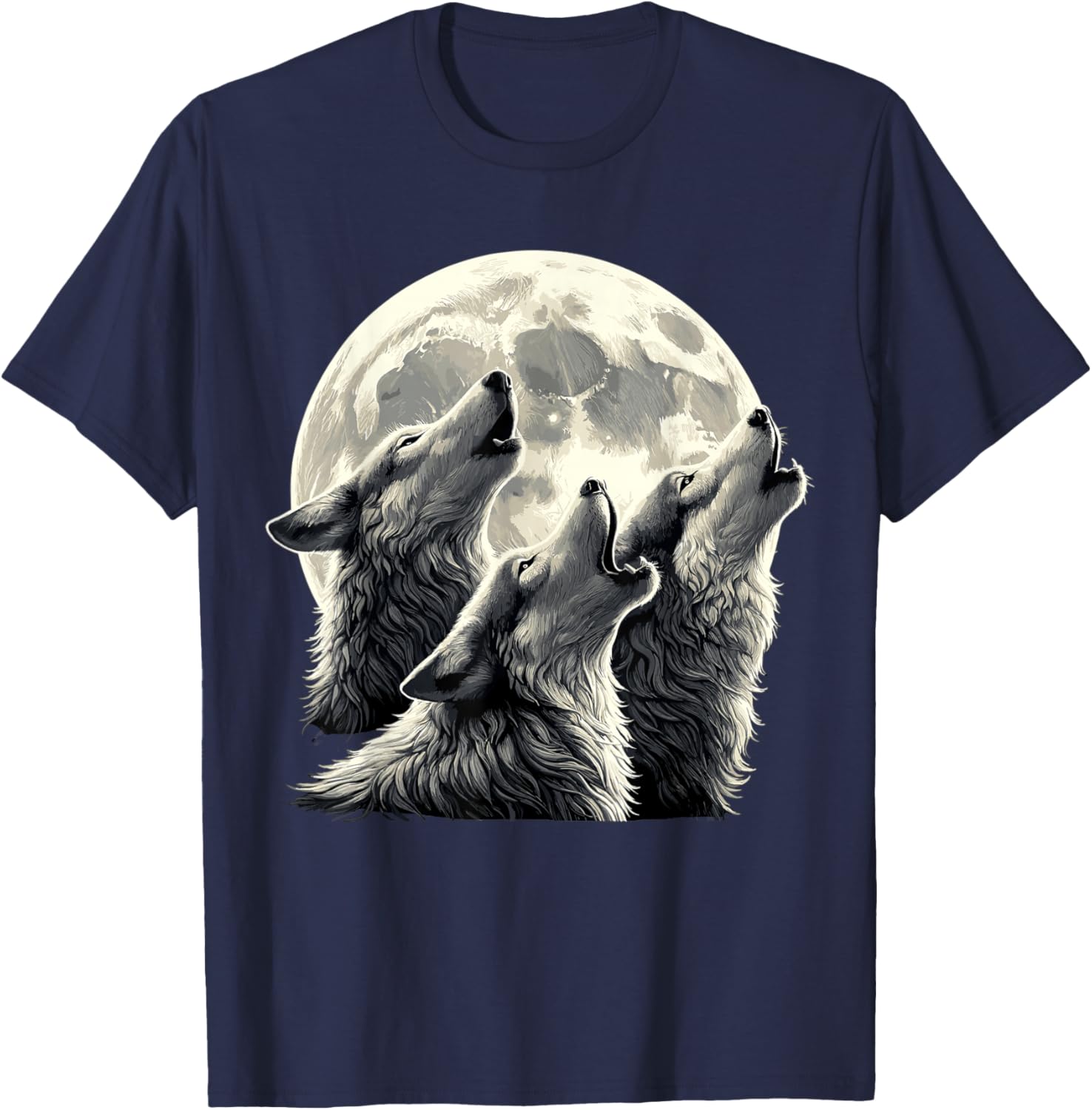 Howling Wolves Moon Wolf T-Shirt - T-Shirt | Navy