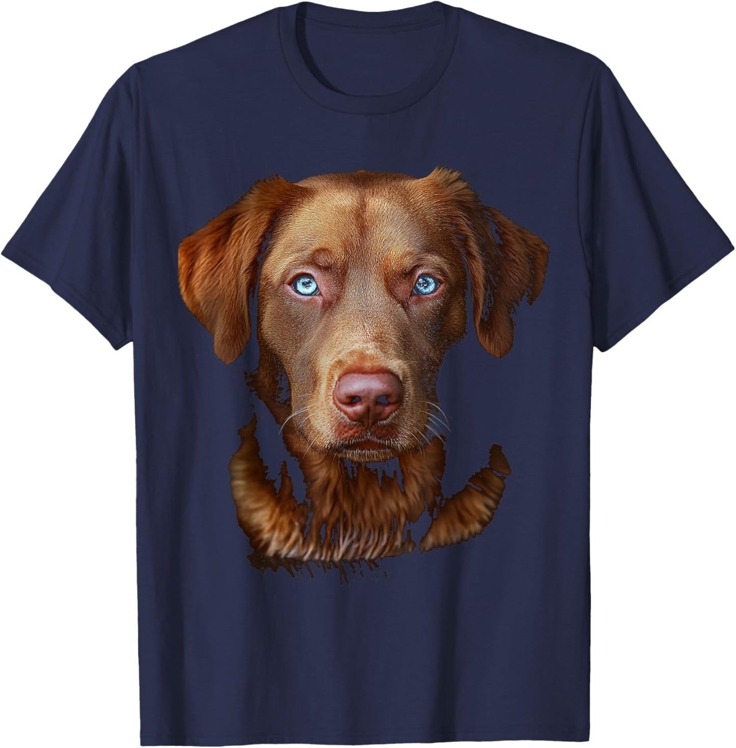 Chesapeake Bay Retriever Dog Motif Pet Art Blue Eyes Women Kids T-Shirt - T-Shirt | Navy