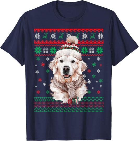 White English Cream Golden Retriever Mom Dog Puppy Christmas T-Shirt - T-Shirt | Navy