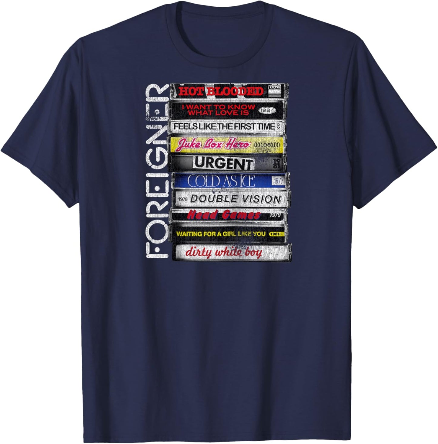 Foreigner Classic Hit Songs 80s Rock Band Raglan Baseball T-Shirt - T-Shirt | Navy